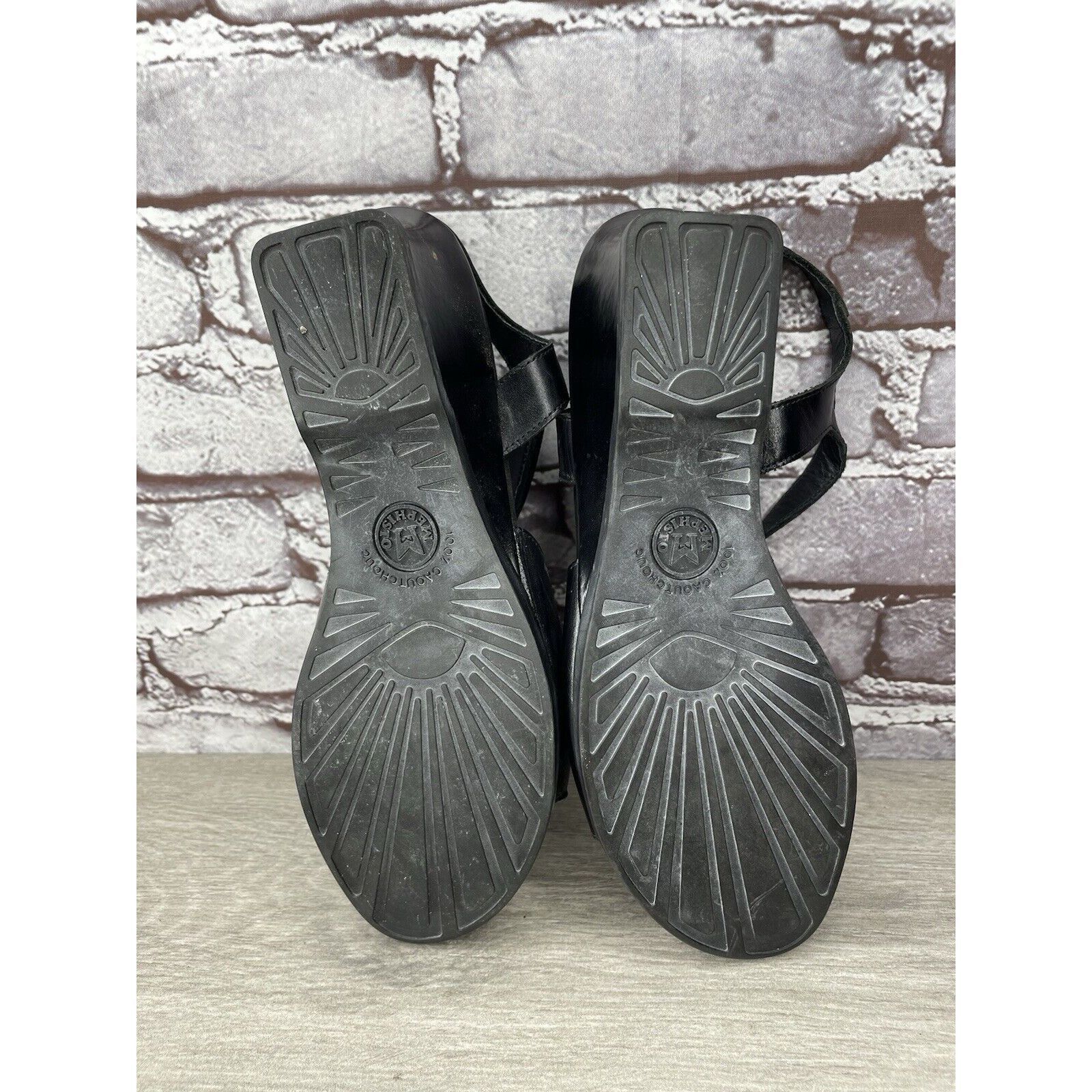 Mephisto Mephisto Black Leather Ankle Strap Causal Wedge Sandals Wome Size US 9.5 / IT 39.5 - 11 Thumbnail