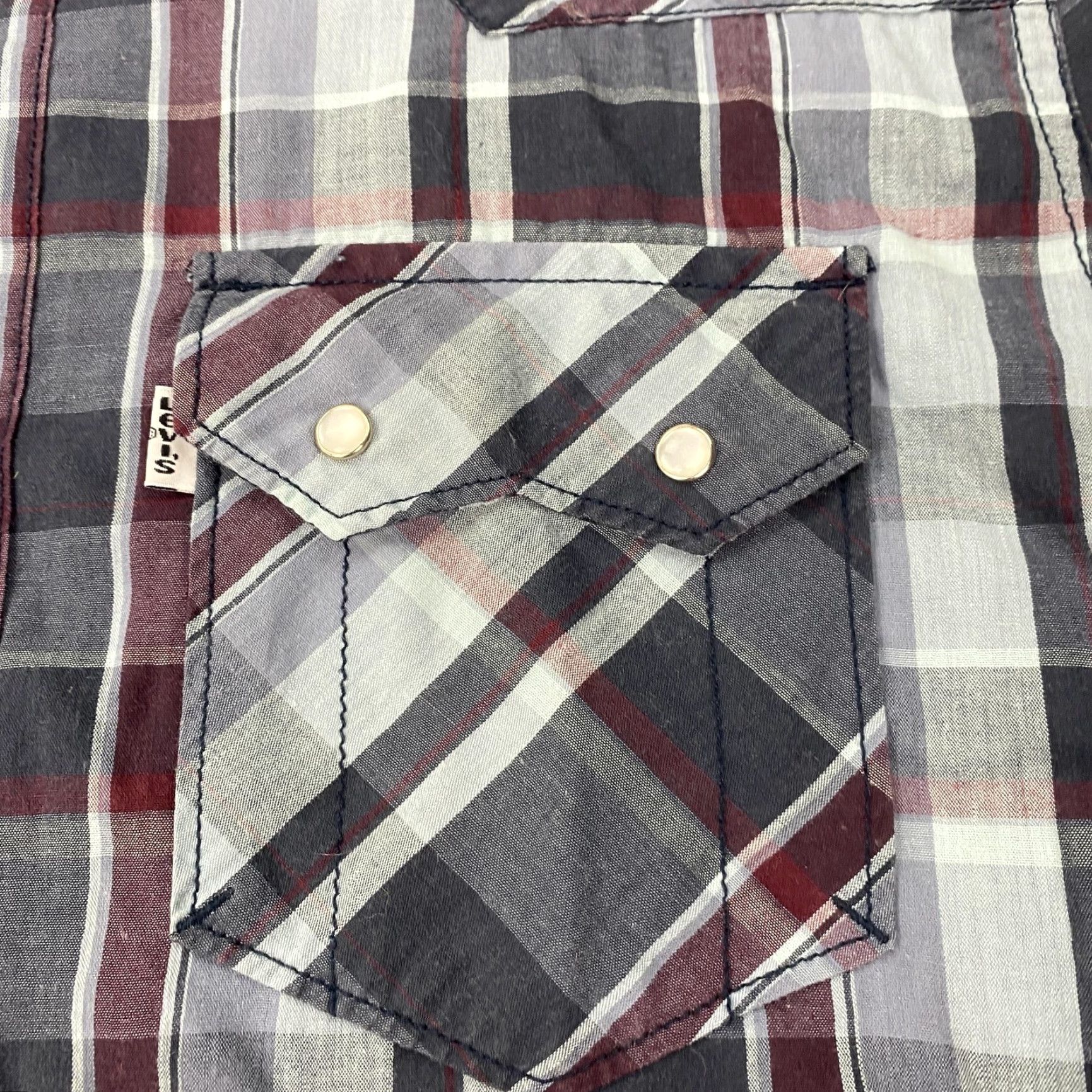Levi's VINTAGE Levi's Shirt Mens Small Blue Plaid Western Pearl Snap Sawtooth Pockets Cowboy Size US S / EU 44-46 / 1 - 2 Thumbnail
