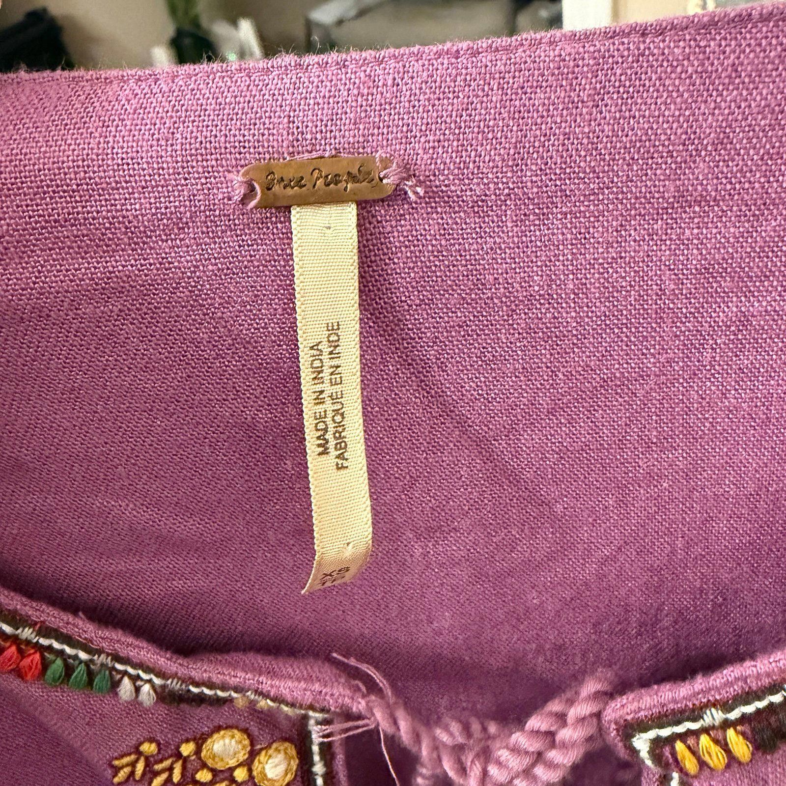Free People Free People Purple Embroidered Linen Dress, size XS Size XS / US 0-2 / IT 36-38 - 8 Thumbnail