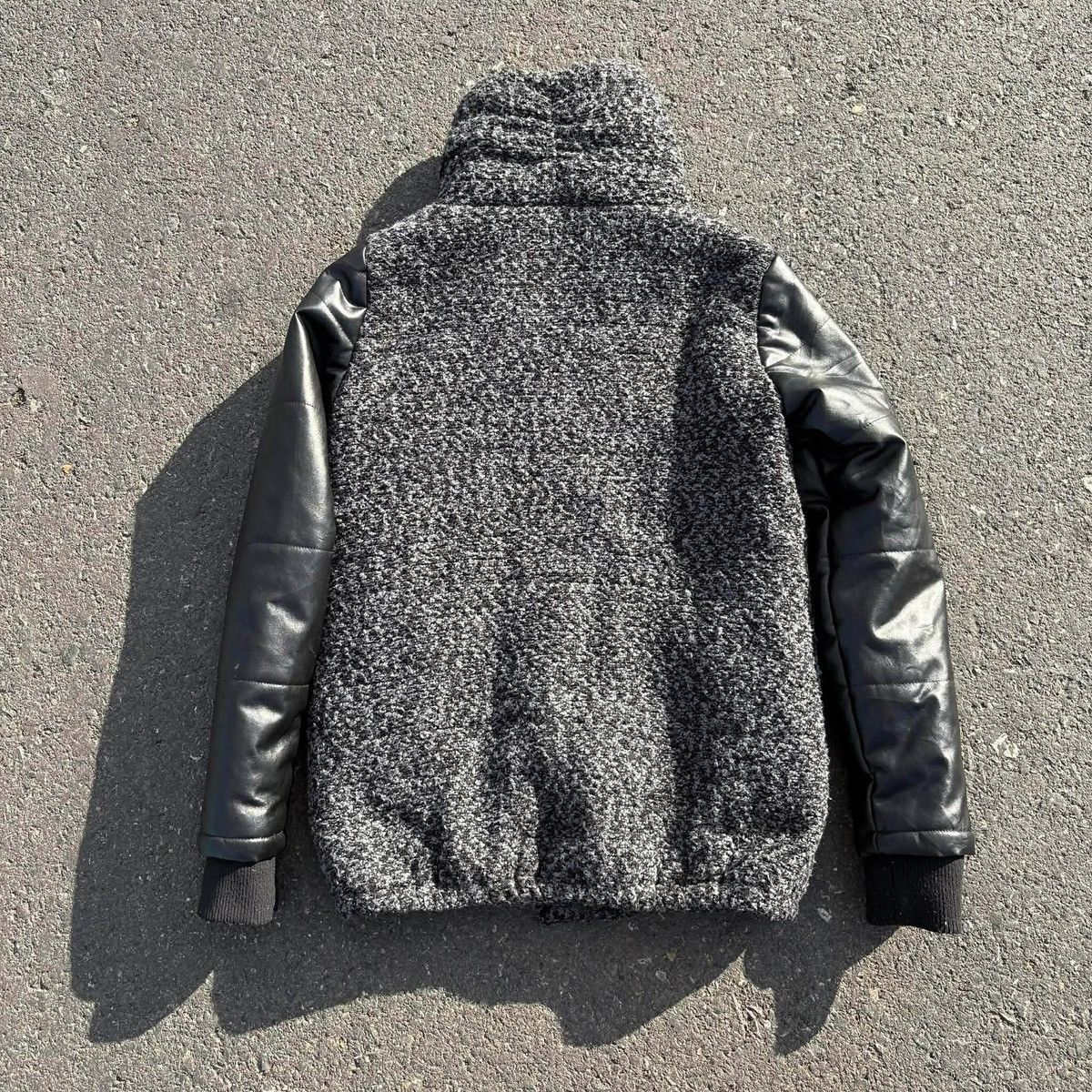 MOUSSY AZUL by MOUSSY Wool Body Jacket / Leather Sleeves Hooded Size US XXS / EU 40 - 4 Thumbnail