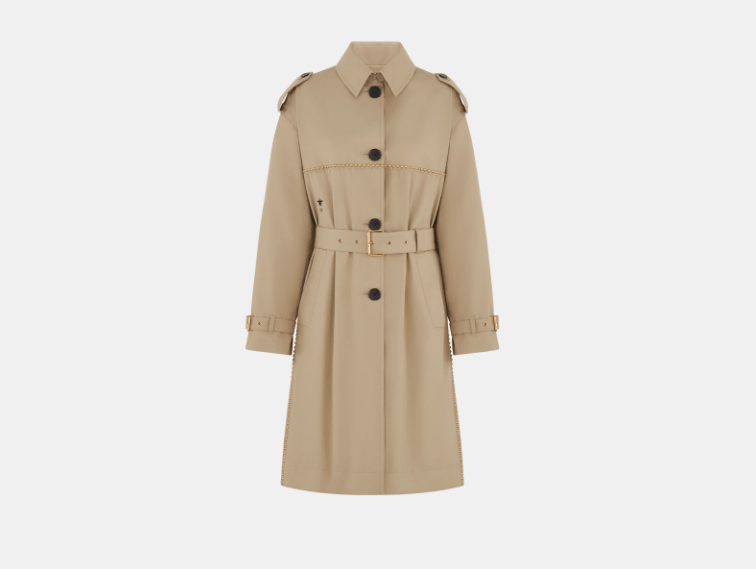 Dior o1w1db11225 451M53 Embroidered Trench Coat in Beige/Gold Size XS / US 0-2 / IT 36-38 - 1 Thumbnail
