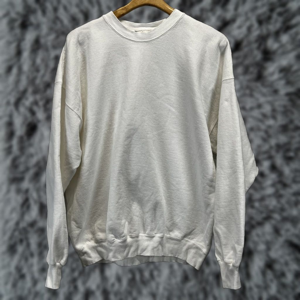 Hanes Vtg 90’s Hanes Super Heavy Cotton Crew Neck Sweatshirt Sz XL White Blank Cotton Blend | Men | Regular | Sweatshirt | Crew Neck | Pullover Size US XL / EU 56 / 4 - 1 Thumbnail