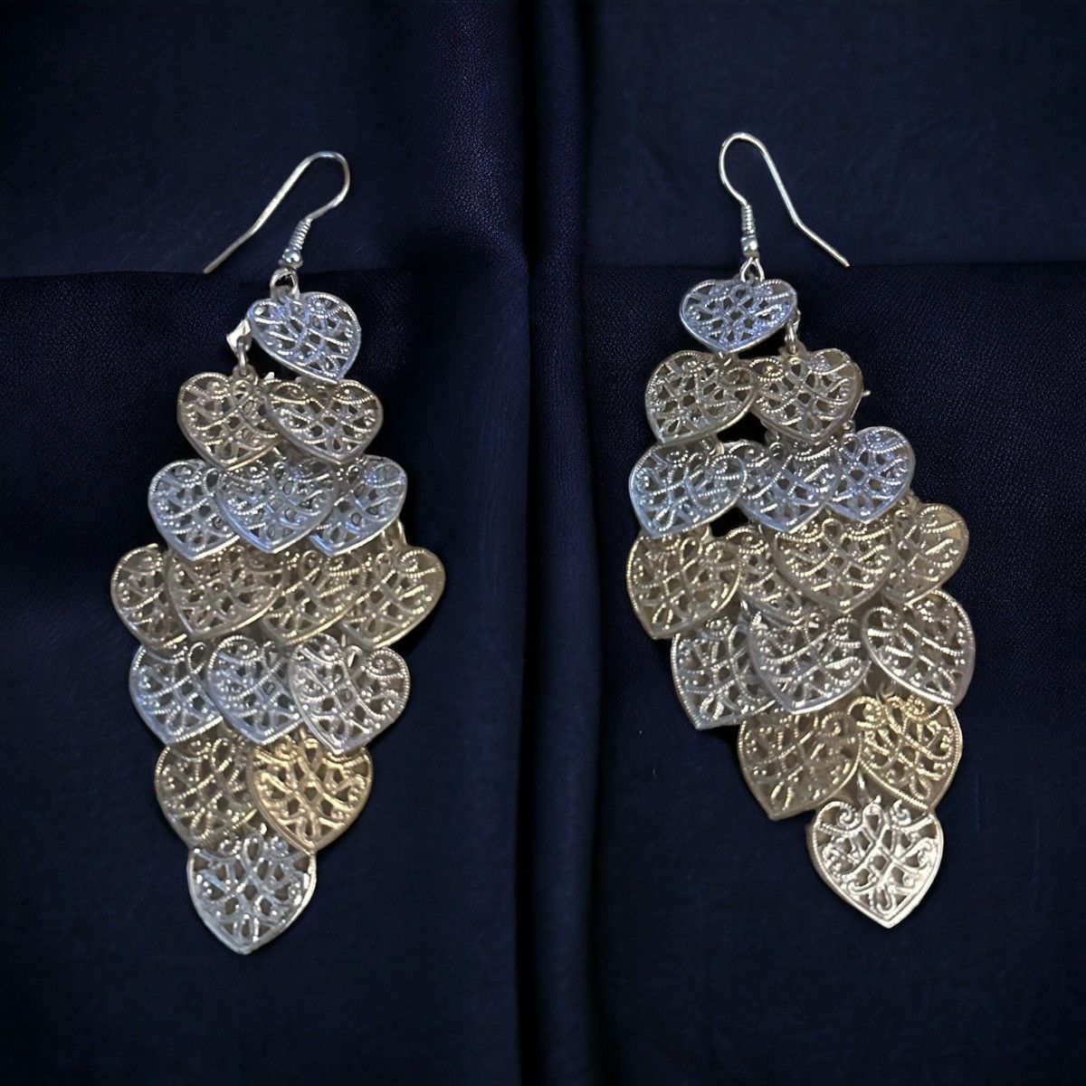 Other Two tone filigree hearts chandelier earrings Size ONE SIZE - 1 Thumbnail