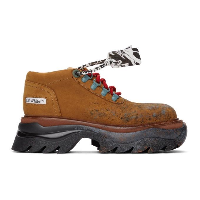 Off-White o1y0225 Logo Ankle Boots in Brown Size US 7 / EU 40 - 1 Thumbnail