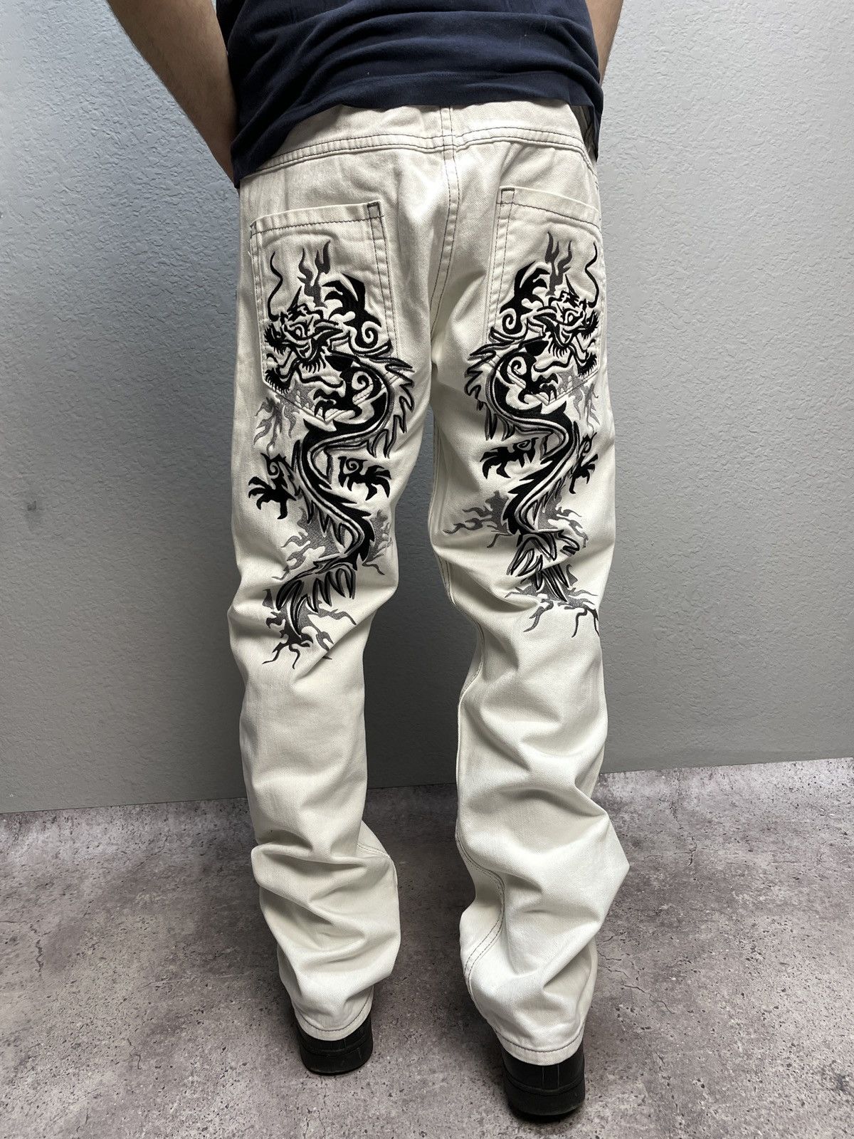 Ed Hardy Crazy Vintage 00s Ed Hardy Jnco Dragon Embroidered Pants NWT Size US 34 / EU 50 - 2 Thumbnail