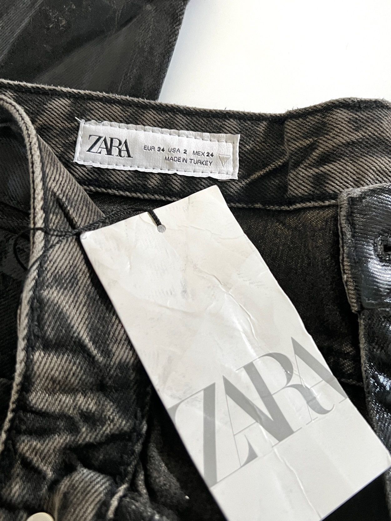 Zara Zara TRF Waxed Wide Leg Jeans with Split Hem y2k Size 28" / US 6 / IT 42 - 10 Thumbnail