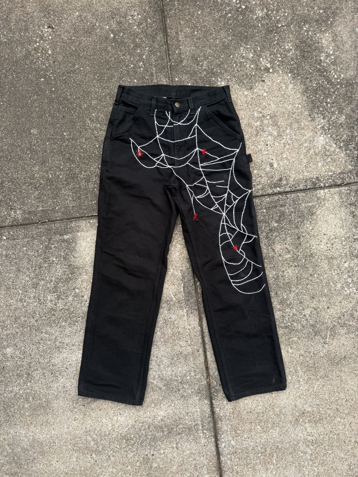 Carhartt Custom Rework Carhartt Black Jeans - Embroidered Spider Web Size US 28 / EU 44 - 5 Thumbnail