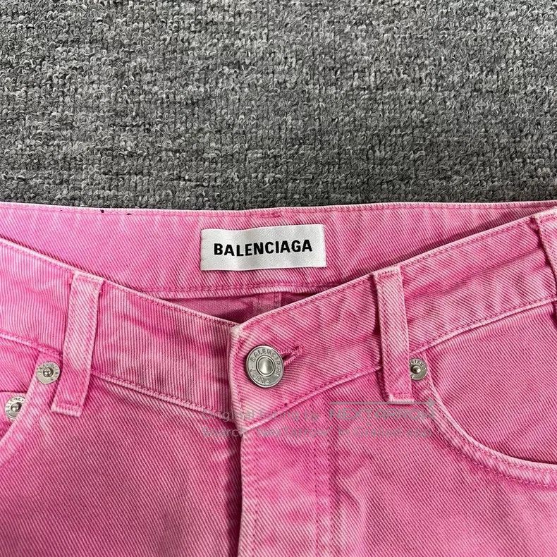 Balenciaga Balenciaga Pink Washed Distressed Denim Shorts Size 35" - 4 Thumbnail