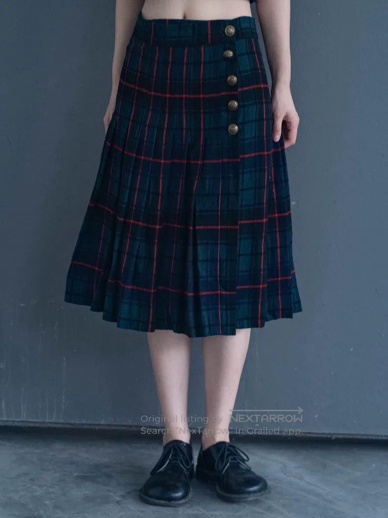 Comme des Garcons Comme Des Garcons size M Red and green check plaid pleated Size 23" - 4 Thumbnail
