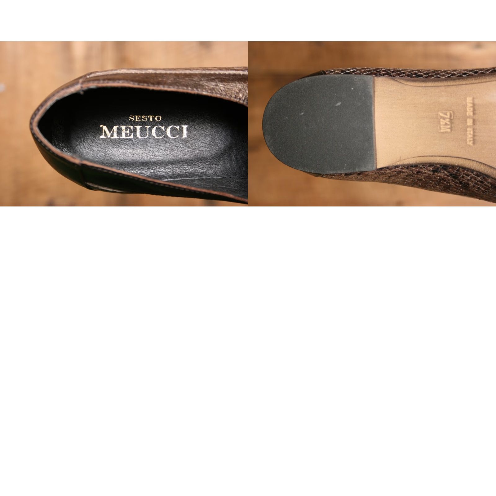 Vintage VINTAGE Sesto Meucci Bronze Leather Snakeskin Print Slip-On Flats Sz. 7.5 M Women Leather Slip-On Flats Bronze Snakeskin 90s Size US 8 / IT 38 - 8 Thumbnail