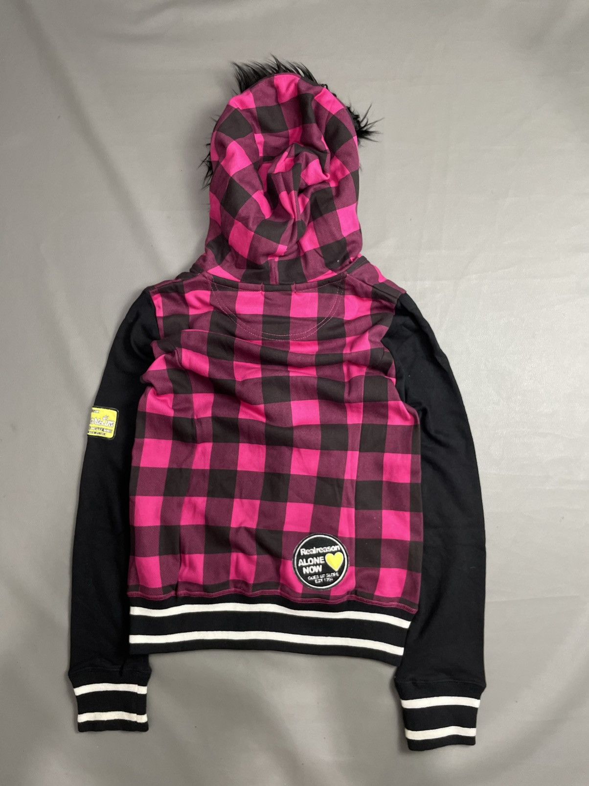 Japanese Brand Underwraps Checked Poem Fur Zip Hoodie Size M / US 6-8 / IT 42-44 - 6 Thumbnail