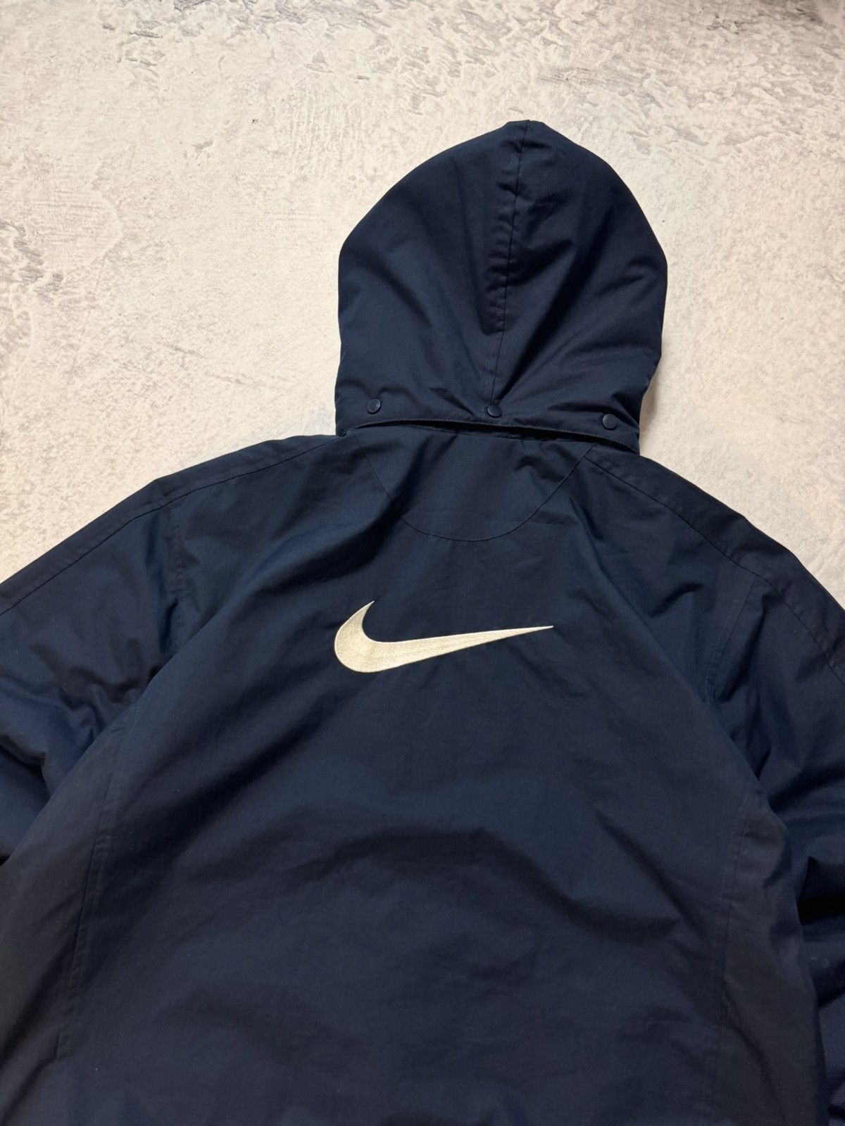 Nike × Vintage 00s Nike Vintage Drill Oversize Down Hooded Jacket Y2K Size US XL / EU 56 / 4 - 12 Thumbnail