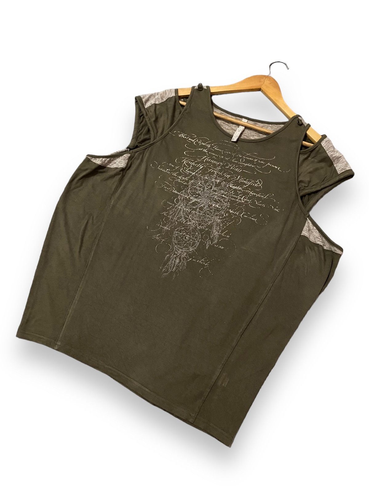Japanese Brand OzzCroce Japanese Gothic Embroidery Poem Tank Tops Size M / US 6-8 / IT 42-44 - 2 Thumbnail