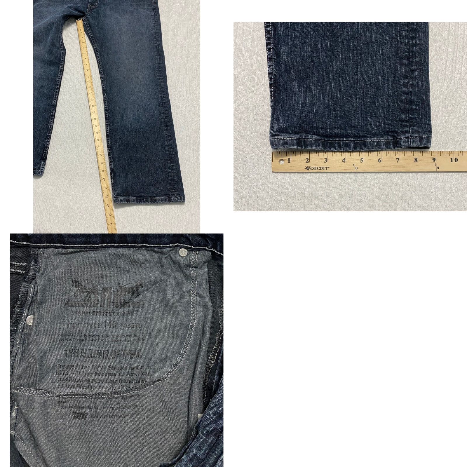 Levi's Levis 559 Jeans Men's Size 38×30 Blue Denim Relaxed Straight Dark Wash Whiskers Size US 38 / EU 54 - 8 Thumbnail