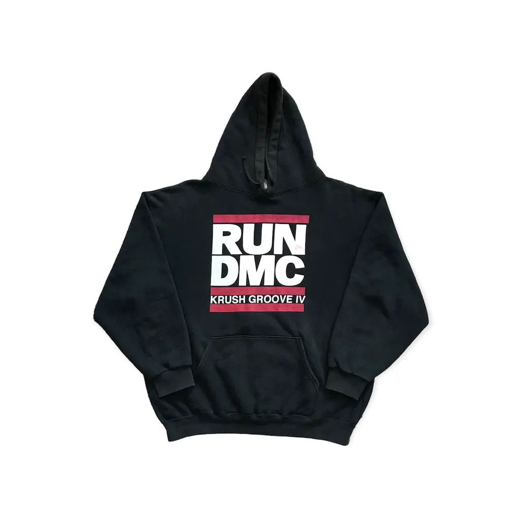 image of Band Tees x Rap Tees Vintage 90's Run Dmc Krush Groove Iv Hoodie in Black, Men's (Size Large)