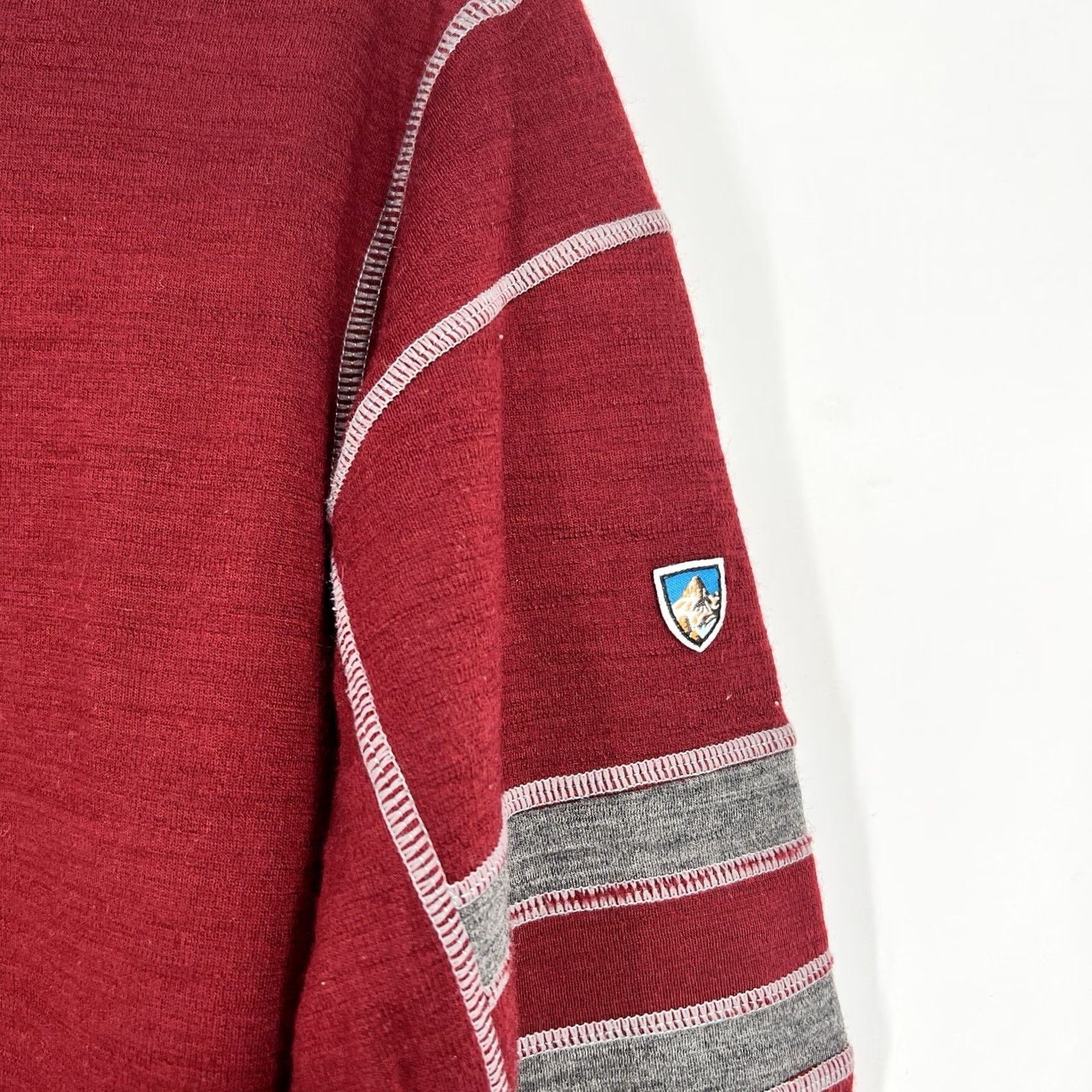 Vintage VINTAGE KÜHL Merino Wool 1/4 Zip Pullover Sweater Mens L Burgundy Outdoor - Flaw Size US L / EU 52-54 / 3 - 2 Thumbnail