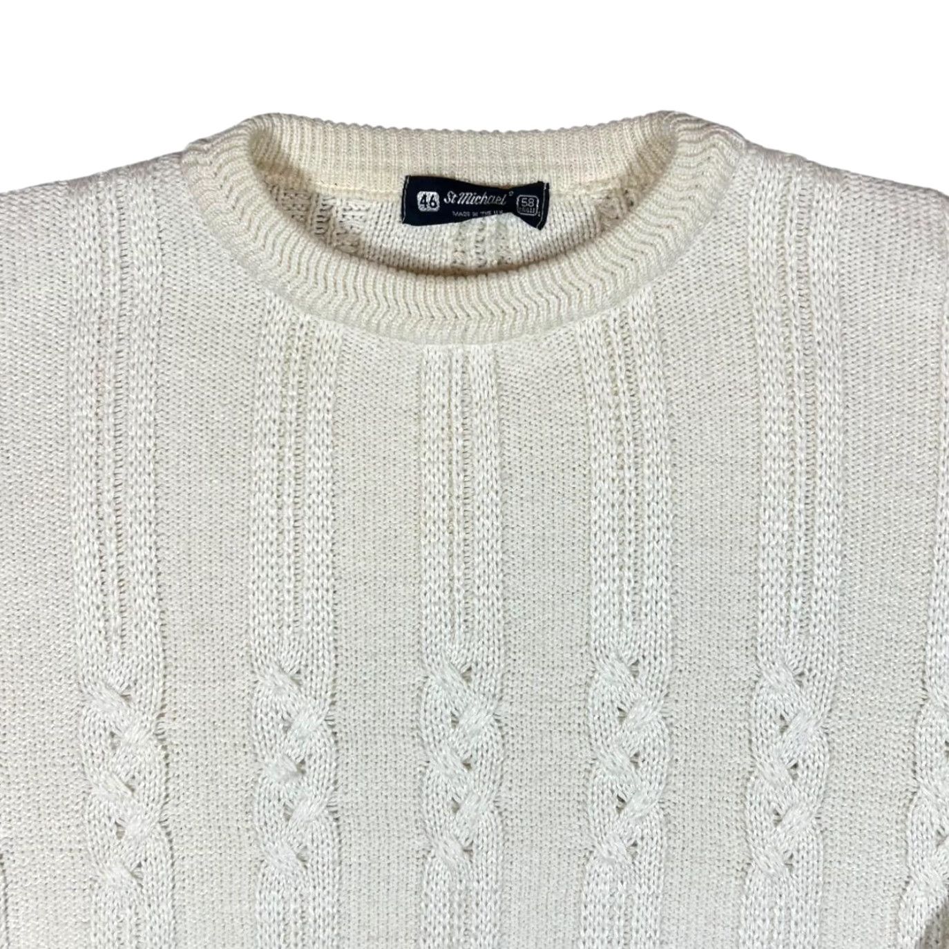 Marks & Spencer VINTAGE ST MICHAEL Marks & Spencer Cream Cable Knit Jumper XL 46 Large Men Pullover 51% Cotton 49% Acrylic Womens Mens Size US XL / EU 56 / 4 - 3 Thumbnail