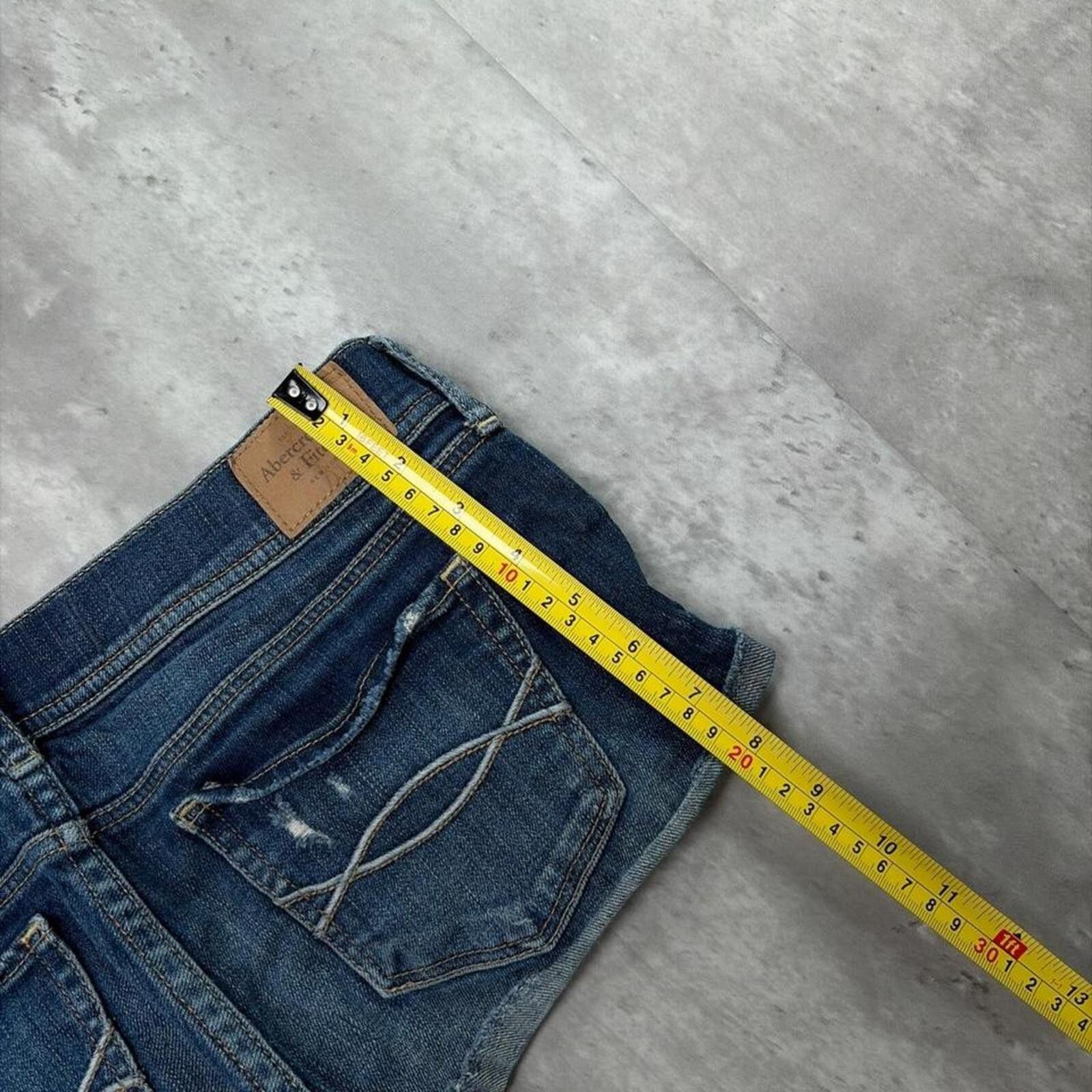 Abercrombie & Fitch Y2K Dark Wash Abercrombie & Fitch Grunge Mini Denim Shorts Size 26" / US 2 / IT 38 - 7 Thumbnail