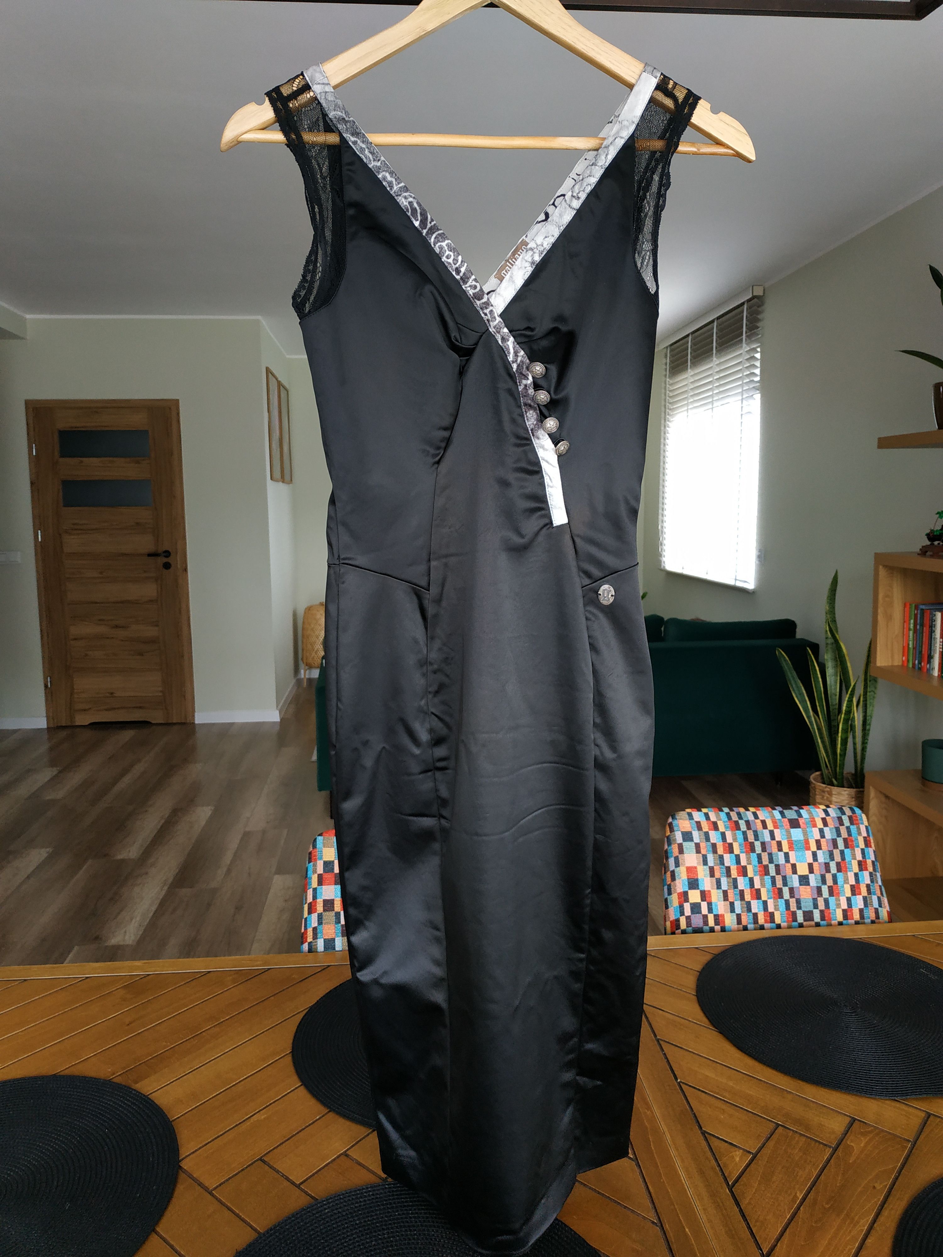 John Galliano John Galliano Women's Slim Fit Black Midi Dress, s. 38 (M) Size XS / US 0-2 / IT 36-38 - 2 Thumbnail