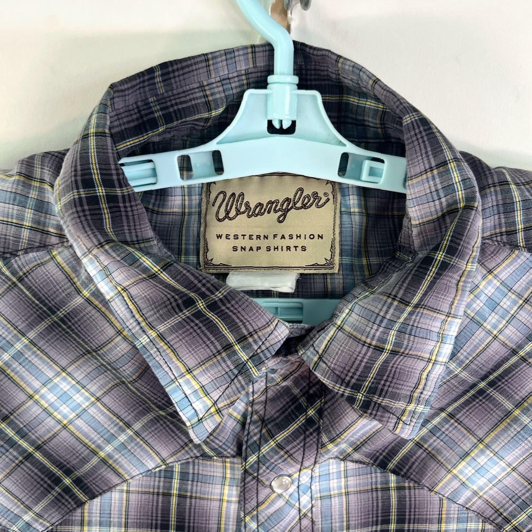 Wrangler VINTAGE Wrangler Western Plaid Shirt Mens XL Short Sleeve Gray/Blue Casual Workwear Western Theme Size US 36 / EU 52 - 3 Thumbnail