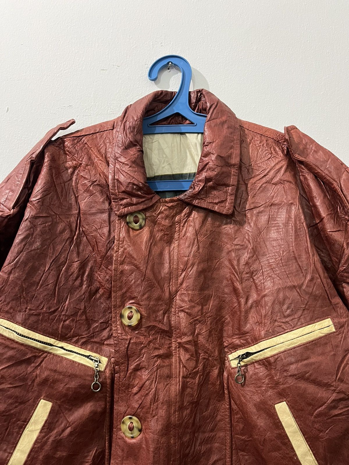 Jiberish VINTAGE 80s LEATHER JACKETS BOMBER STYLE Size US L / EU 52-54 / 3 - 4 Thumbnail