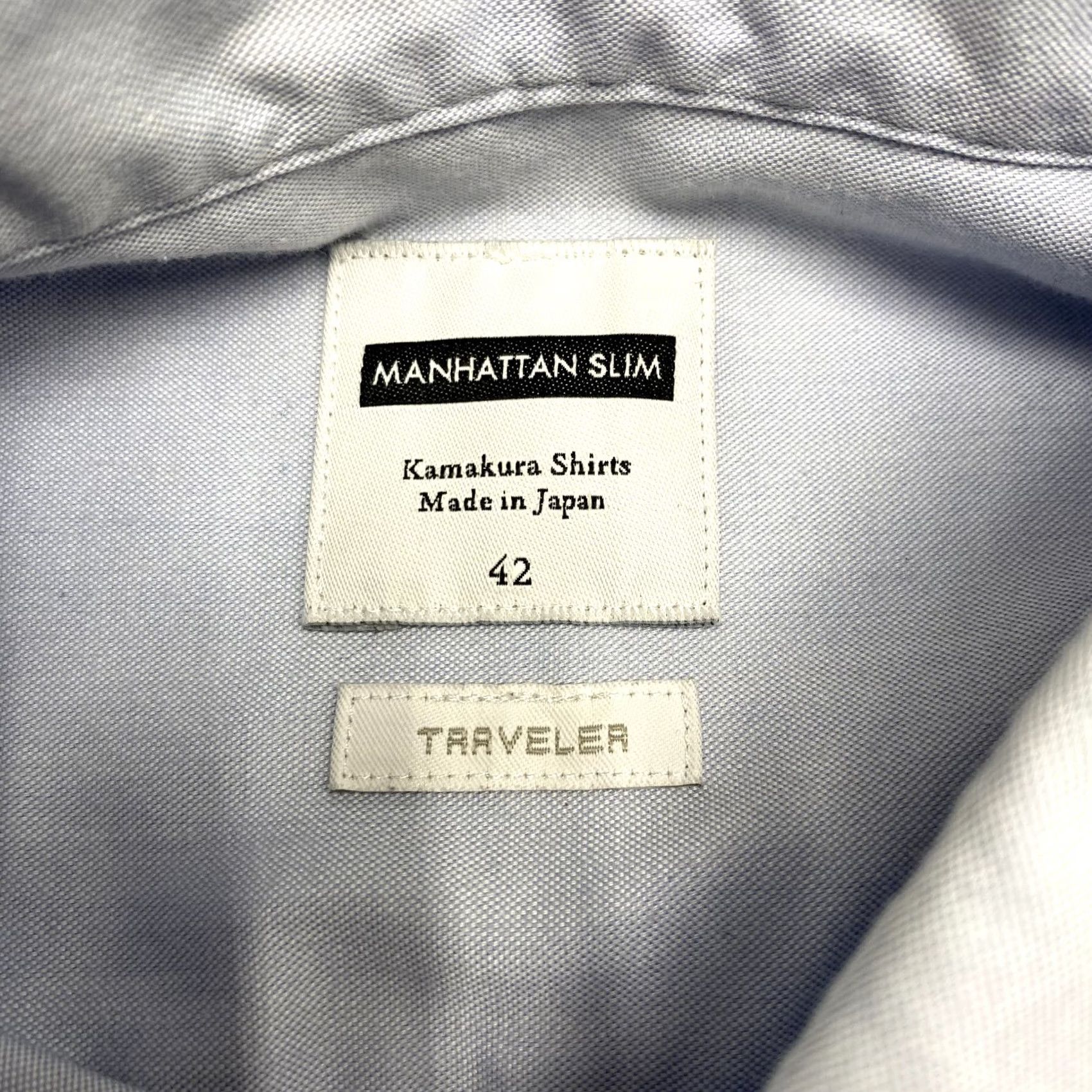 Kamakura Shirt Womens Medium 42 Blue Slim Traveler Button Up Blouse Manhattan, Women's — image 5 of 6