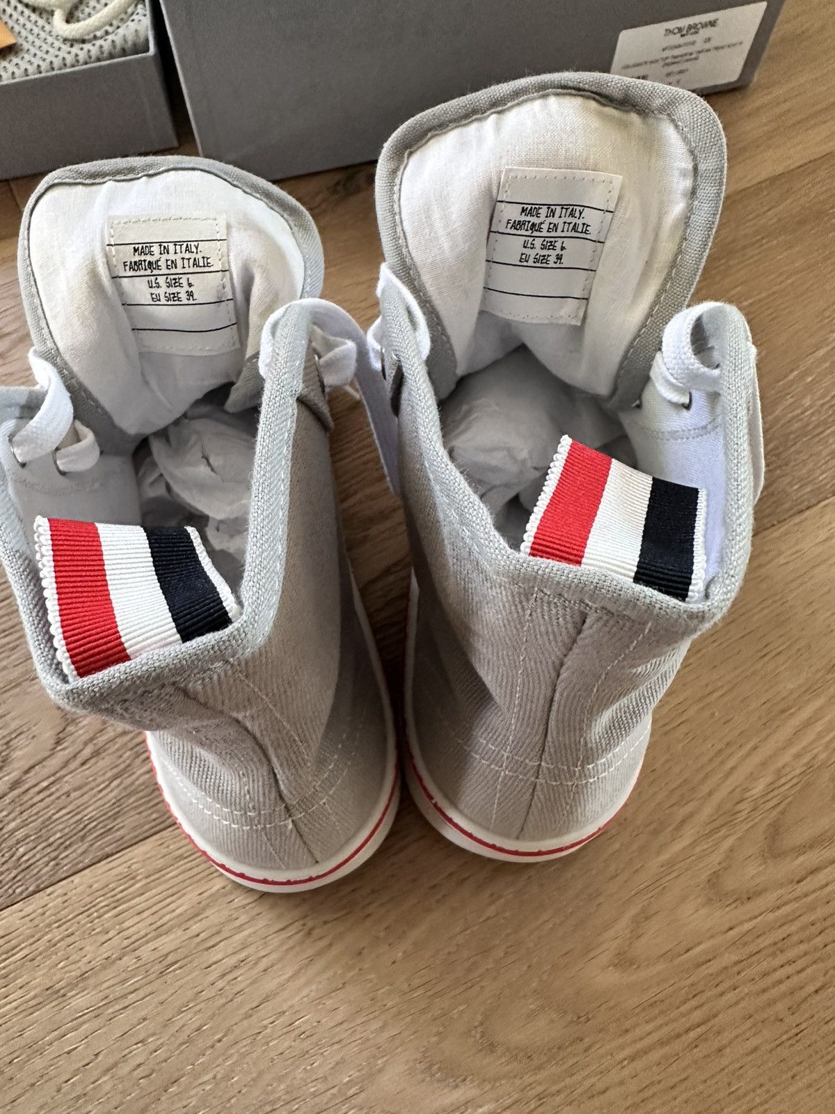 Thom Browne New Thom Browne Grey Collegiate High Top Trainer - size 6 Size US 6 / EU 39 - 2 Thumbnail