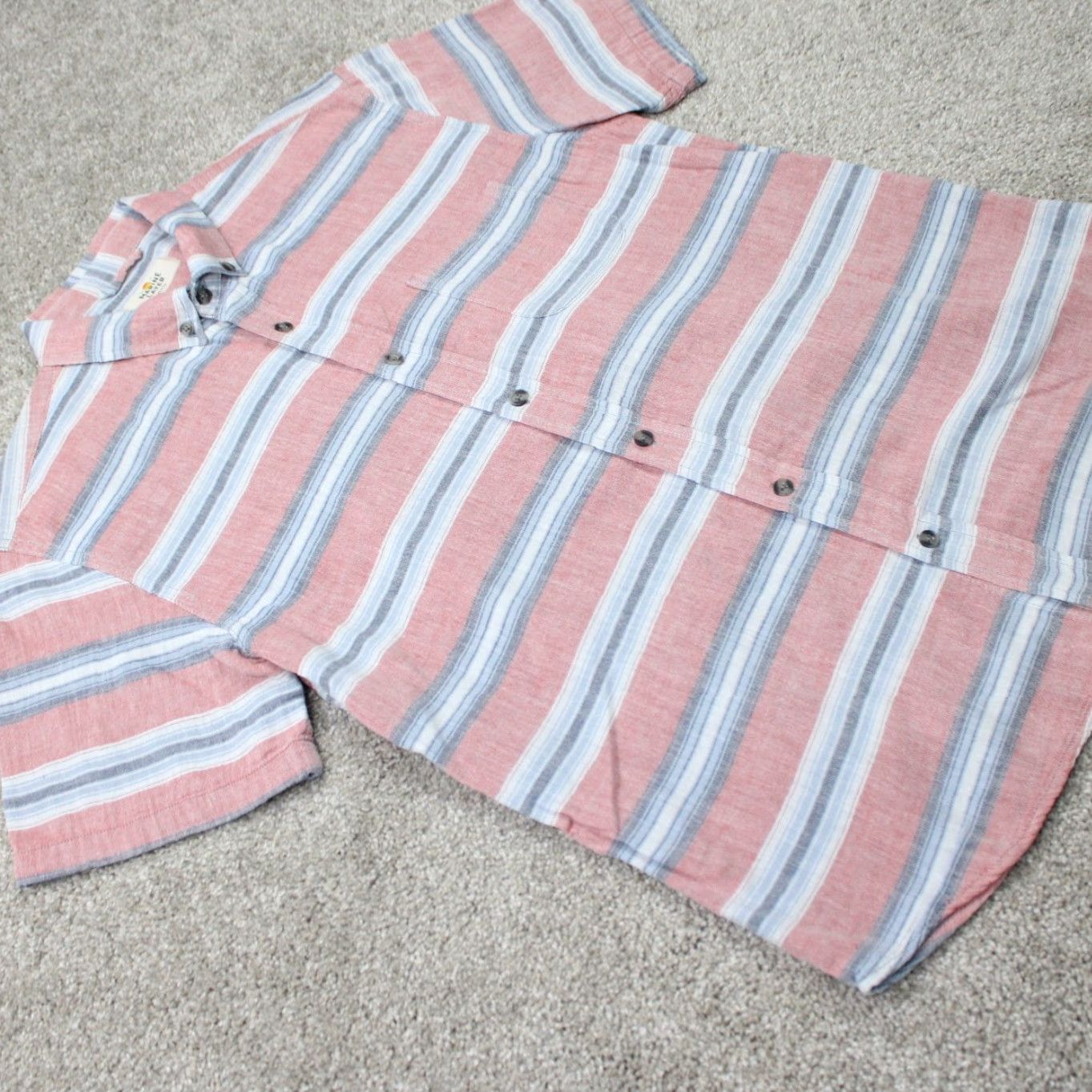 Marine Layer Marine Layer Shirt Mens M Red/Blue Striped 100% Cotton S/S Button-Down Size US M / EU 48-50 / 2 - 6 Thumbnail