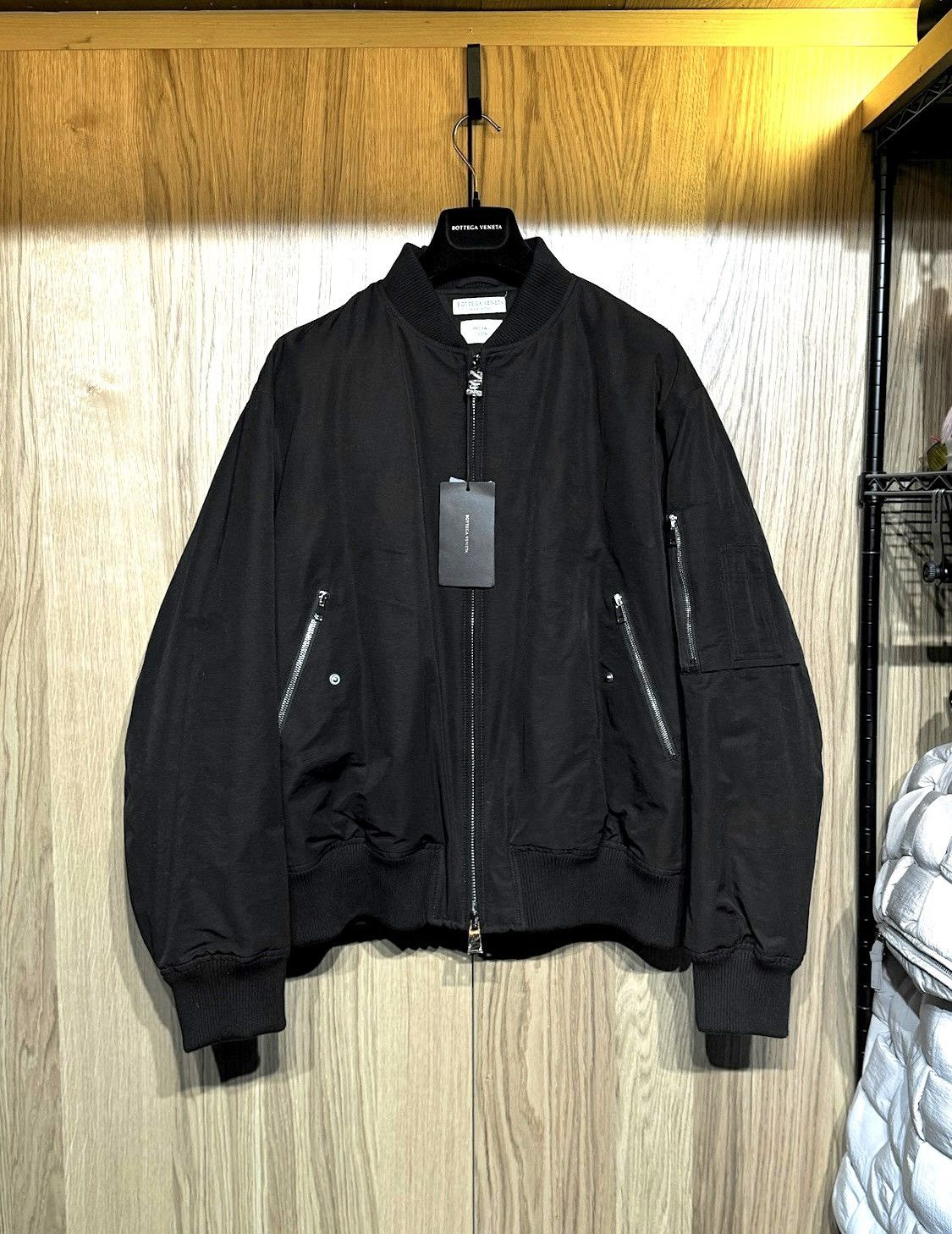 image of Bottega Veneta $2536 Fw19 New Daniel Lee Heavy Bomber Jacket Parka Varsity in Black, Men's (Size XL