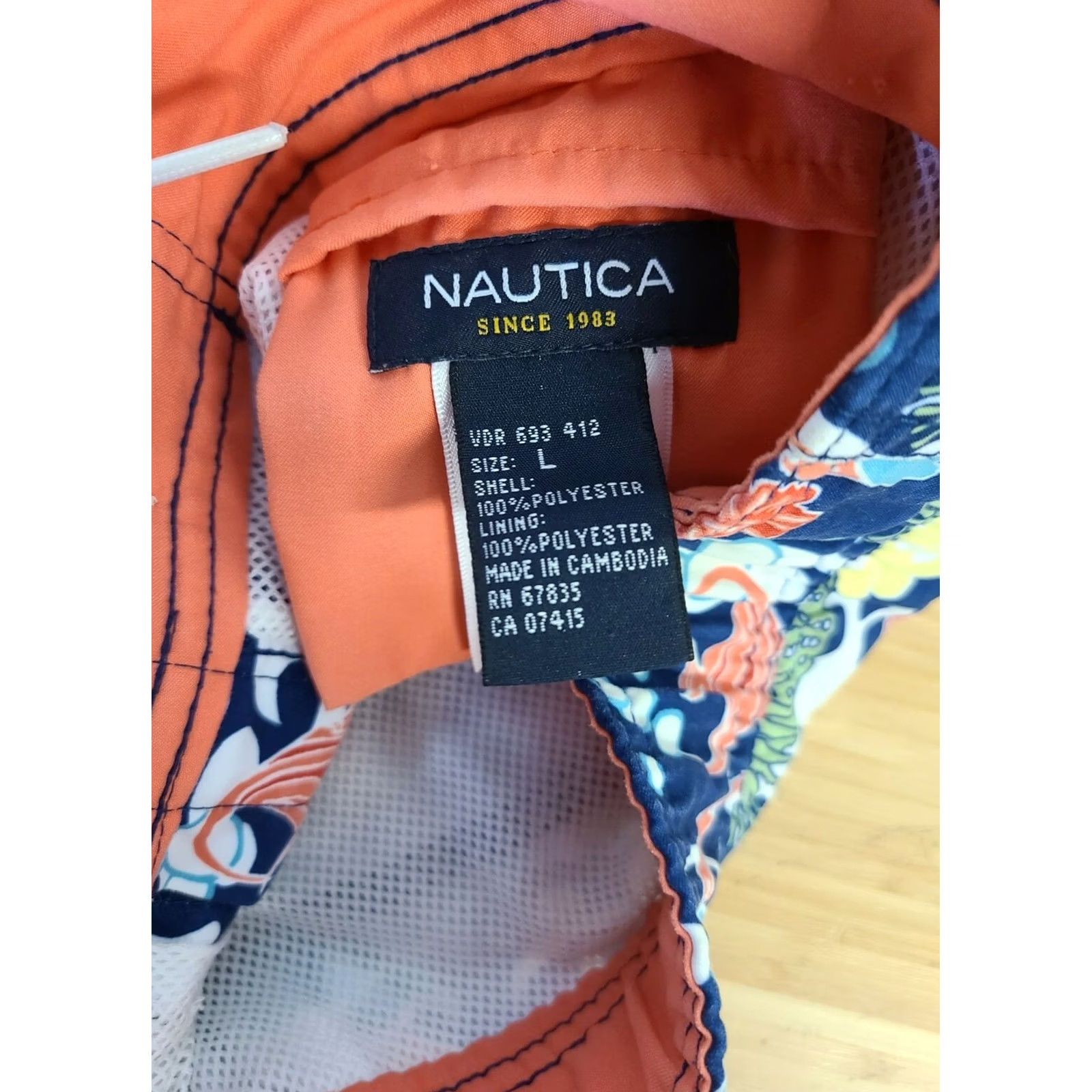 Nautica Nautica Shorts Mens L Blue Swim Trunks Men Size Swimming Coral Reef Fish Print Pockets Size US 33 - 2 Thumbnail