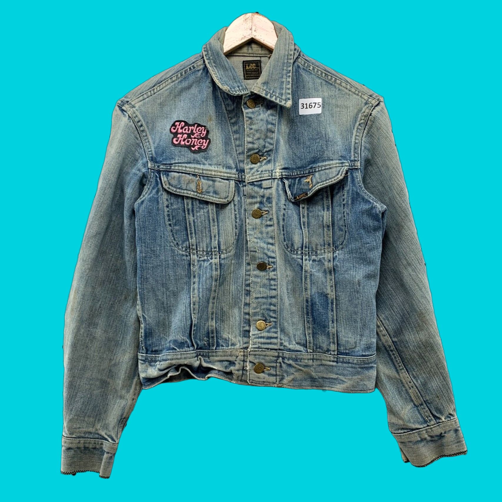 Lee VINTAGE Lee Denim Jacket Womens Small Blue Distressed 