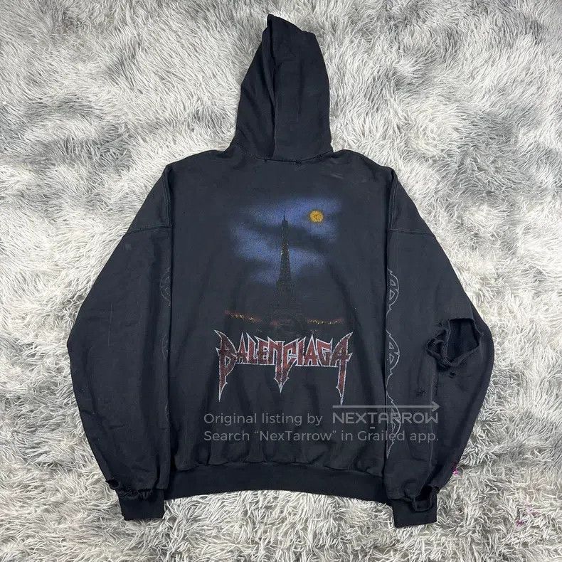 服/ファッション Balenciaga 23FW Eiffel Tower Destroyed Hoodie Black Size 2 Balenciaga 23FW Eiffel Tower Destroyed Hoodie Black Size 2 (さは