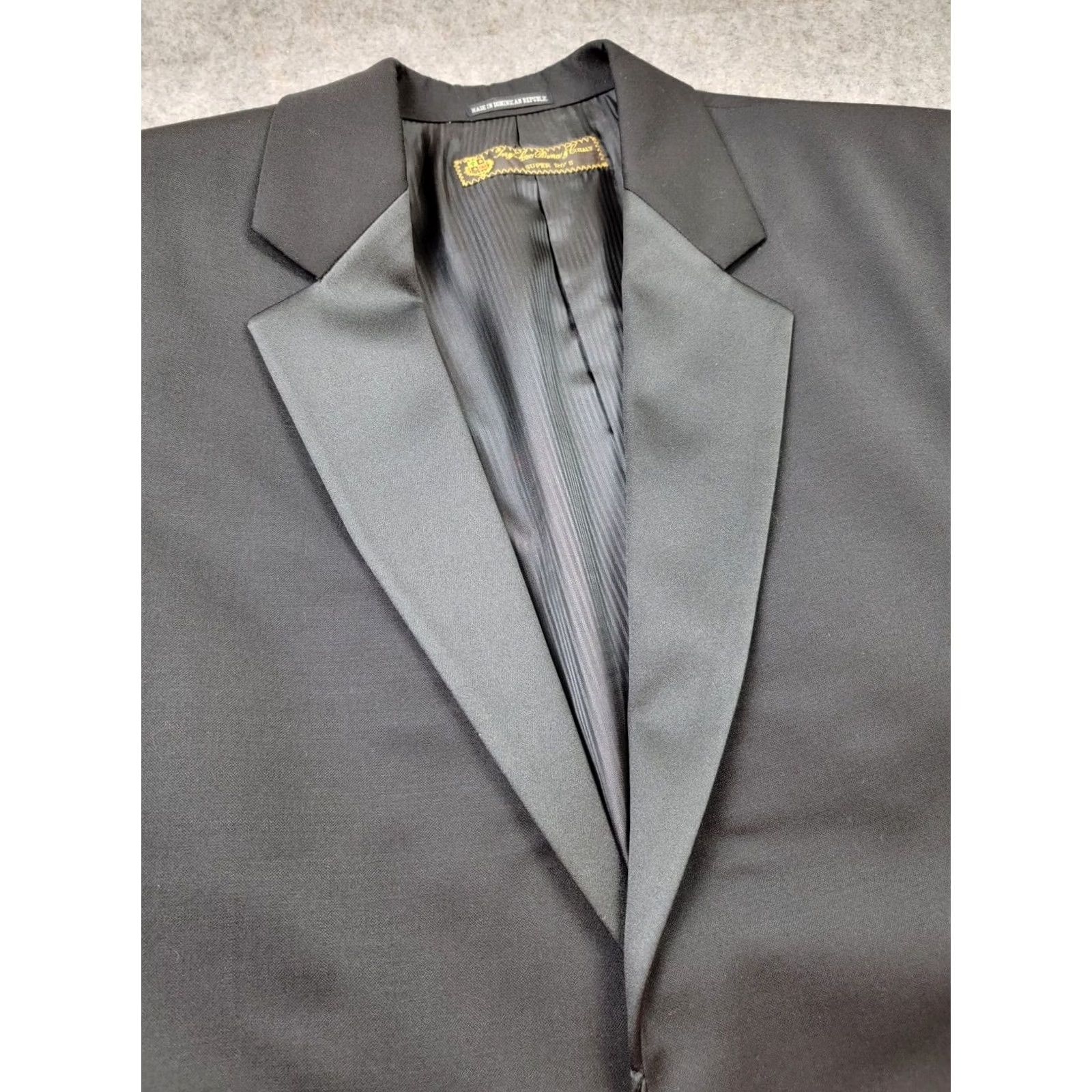 Lubiam Lubiam Loro Piana Tuxedo Jacket Coat Blazer Black Mens 42R 1-Button Notch Lapel Classic Designer Suit Jacket Size 42R - 2 Thumbnail