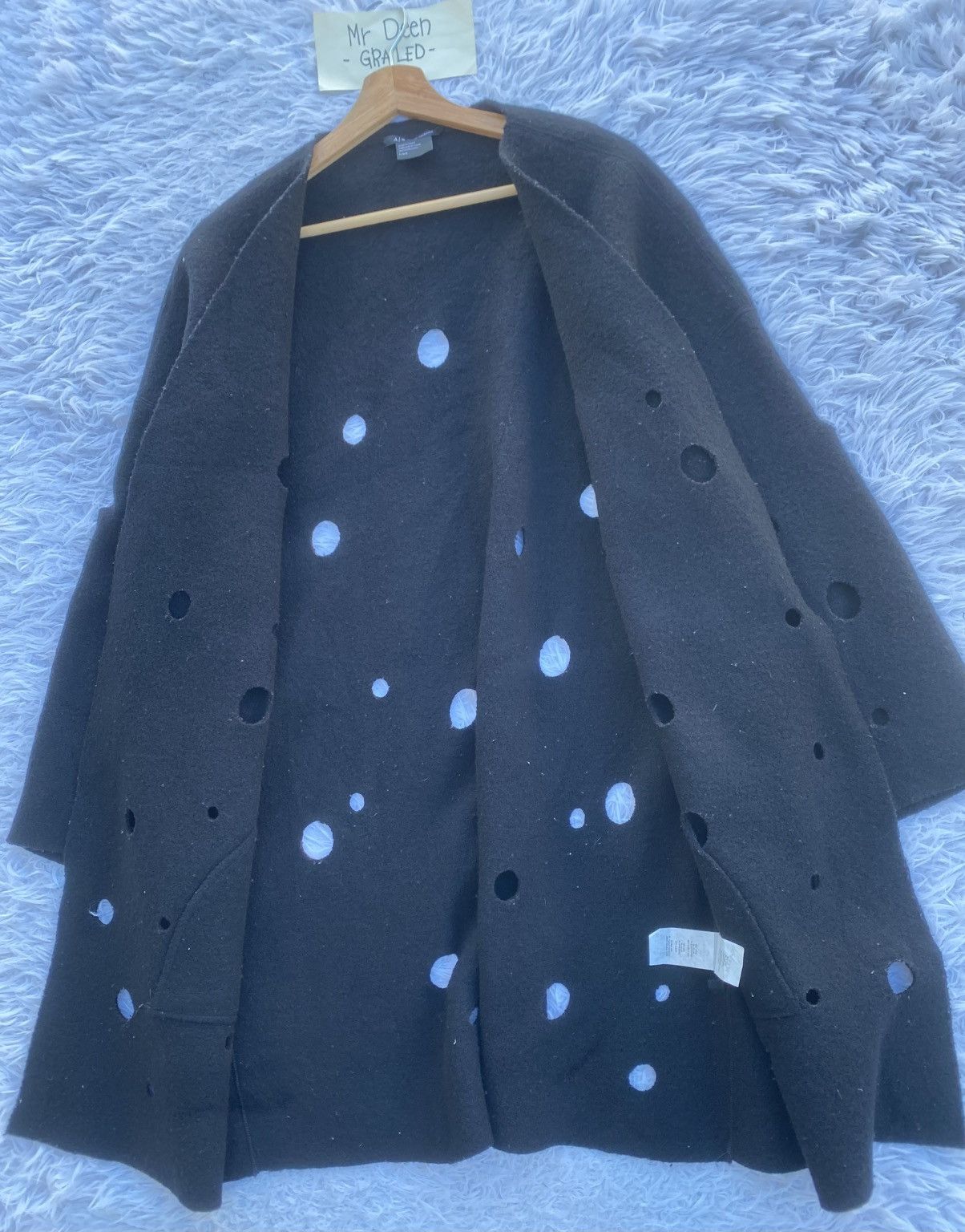 Armani Exchange Rare Armani Exchange Winter Wool Distressed Hole Jacket Size US L / EU 52-54 / 3 - 14 Thumbnail