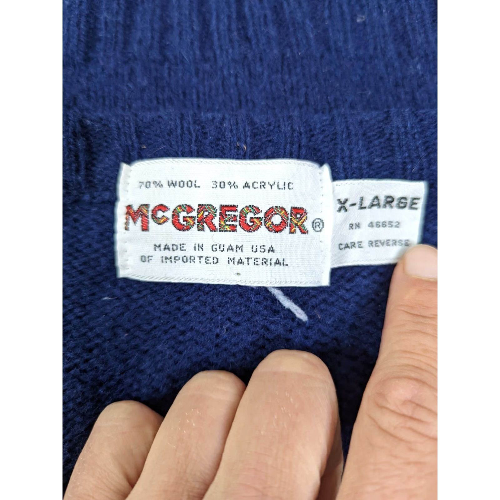 McGregor VINTAGE McGregor Sweater Argyle Wool Men's XL Crew Neck Blue Red 80s 90s Size US XL / EU 56 / 4 - 2 Thumbnail