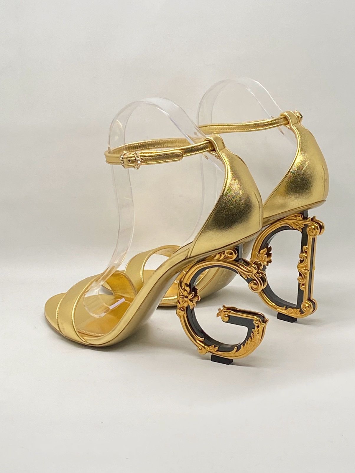 Dolce & Gabbana DOLCE&GABBANA Sculpted-Heel Metallic Leather Sandals size 41 Size US 11 / IT 41 - 9 Thumbnail