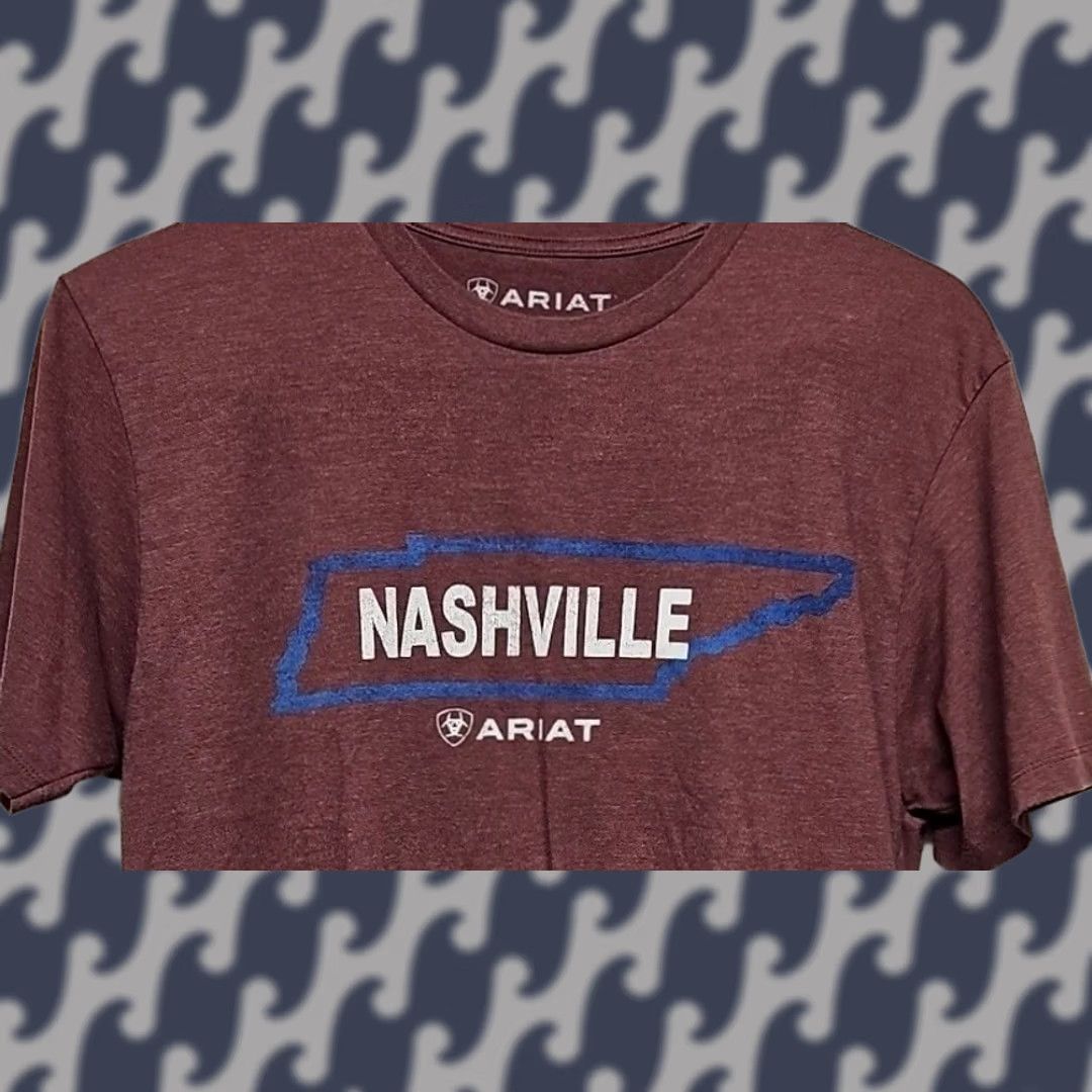 Ariat Ariat Nashville Graphic T-Shirt Men’s Medium Western Logo Tee Wine Red Color Size US M / EU 48-50 / 2 - 1 Thumbnail