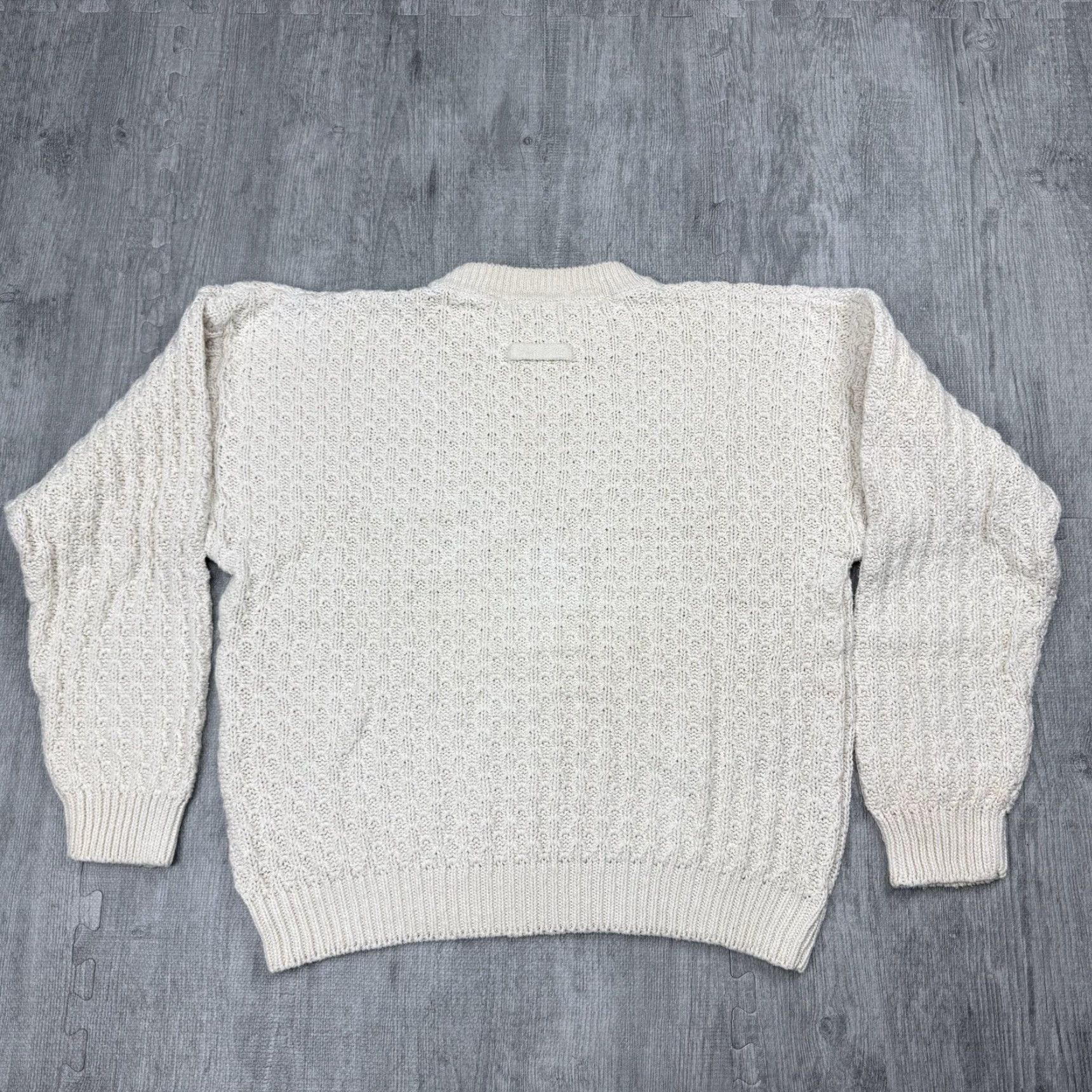 Vintage VINTAGE Basix 90s Chunky Knit Ivory Sweater Pullover Men XL Textured Crew Neck Casual Size US XL / EU 56 / 4 - 5 Thumbnail