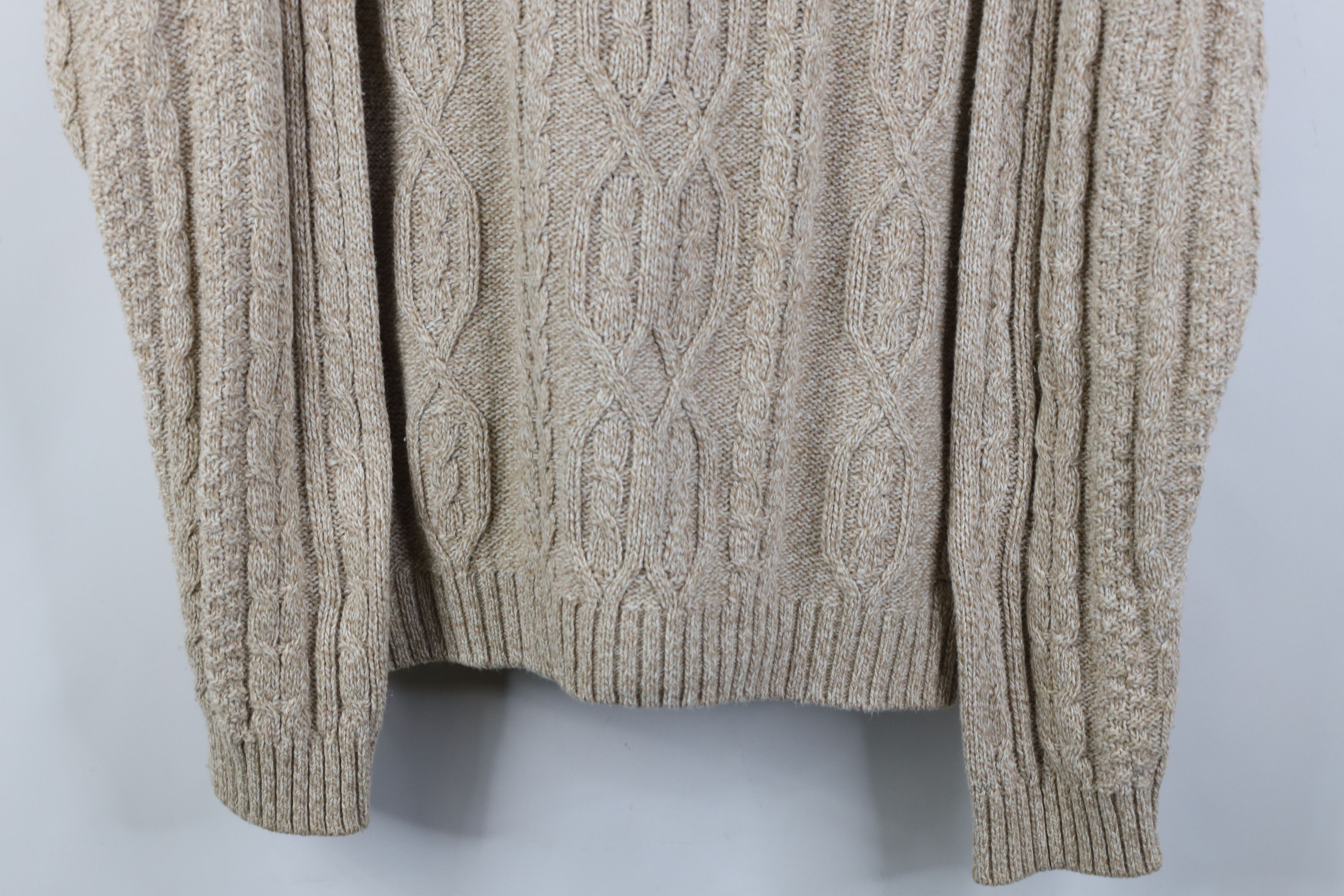 Vintage Vintage 90s Streetwear Cable Fisherman Sweater Oatmeal USA Size US L / EU 52-54 / 3 - 3 Thumbnail