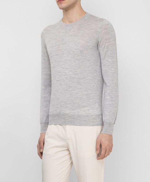 Brunello Cucinelli o1w1db10425 Cashmere Jumper in Light Grey Size US S / EU 44-46 / 1 - 2 Thumbnail