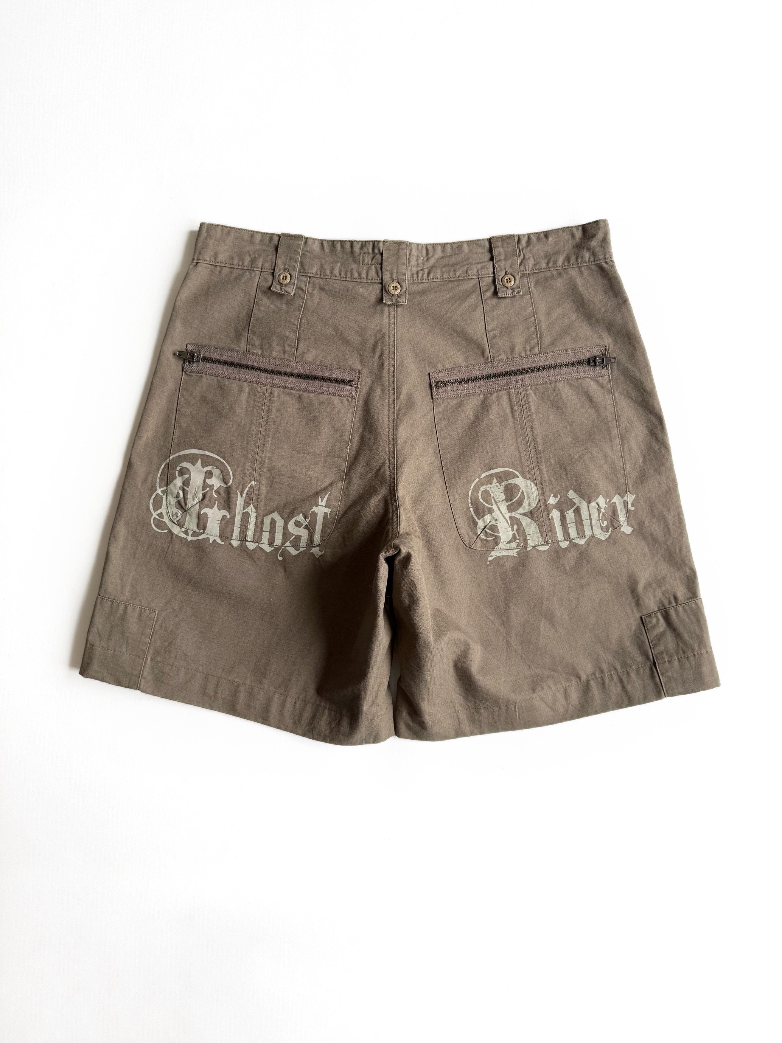 Quiksilver Quiksilver "Ghost Rider" Gothic Graphic Cargo Shorts Y2K (M) Size US 32 / EU 48 - 2 Thumbnail