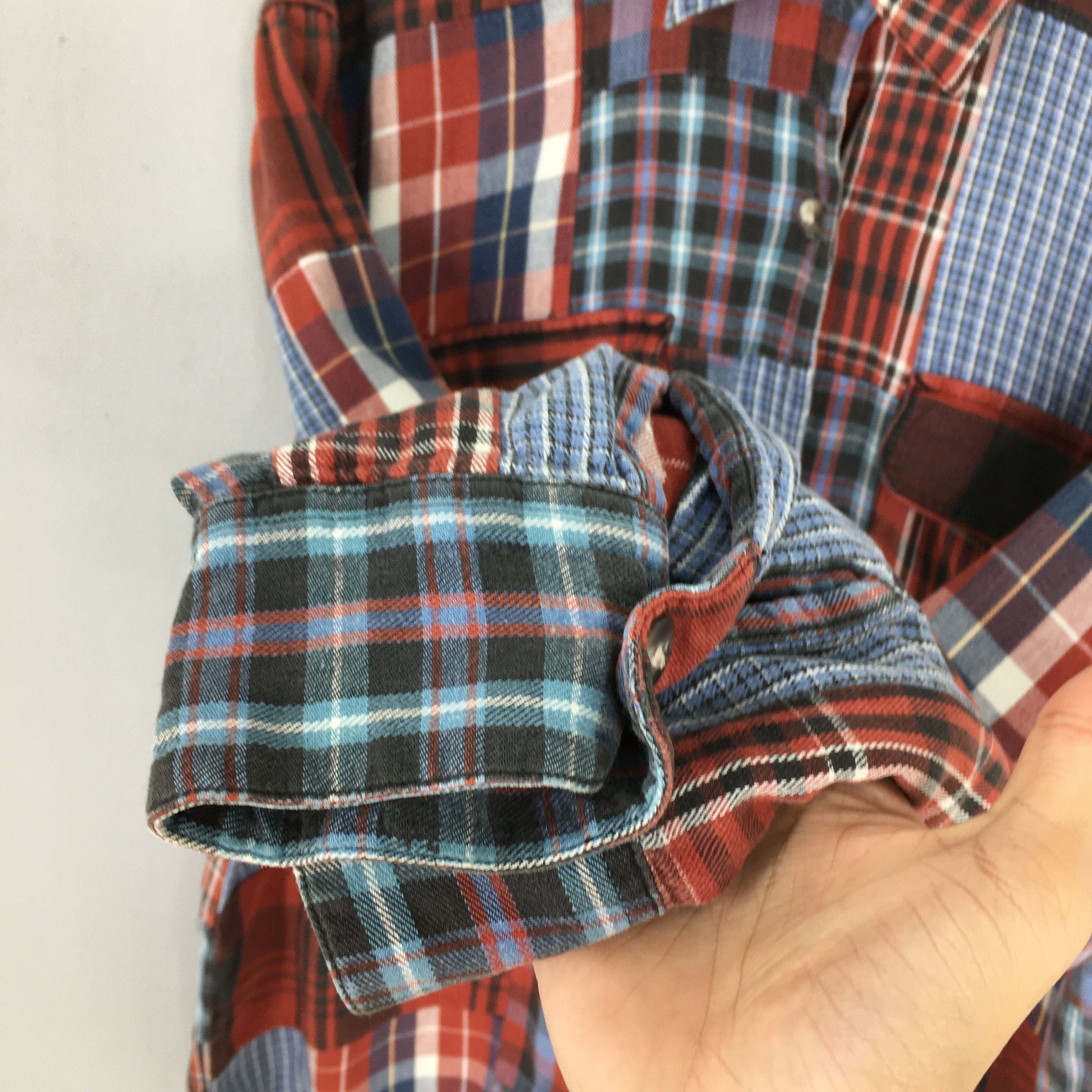 Eddie Bauer × Vintage Vintage Eddie Bauer Patchwork Boro Flannel Shirt Medium Size US S / EU 44-46 / 1 - 5 Thumbnail