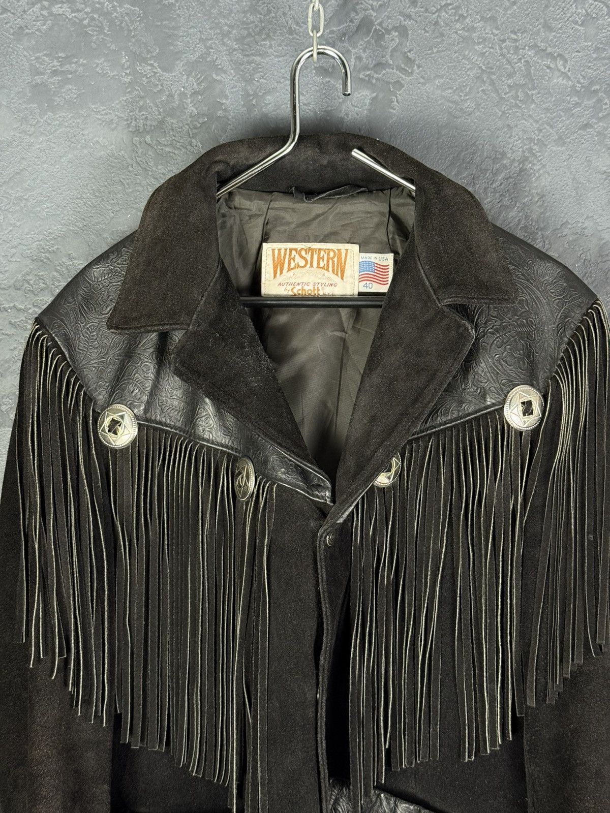 Schott Rare Schott NYC Western Vintage Genuine Suede Leather Jacket Size US L / EU 52-54 / 3 - 5 Thumbnail