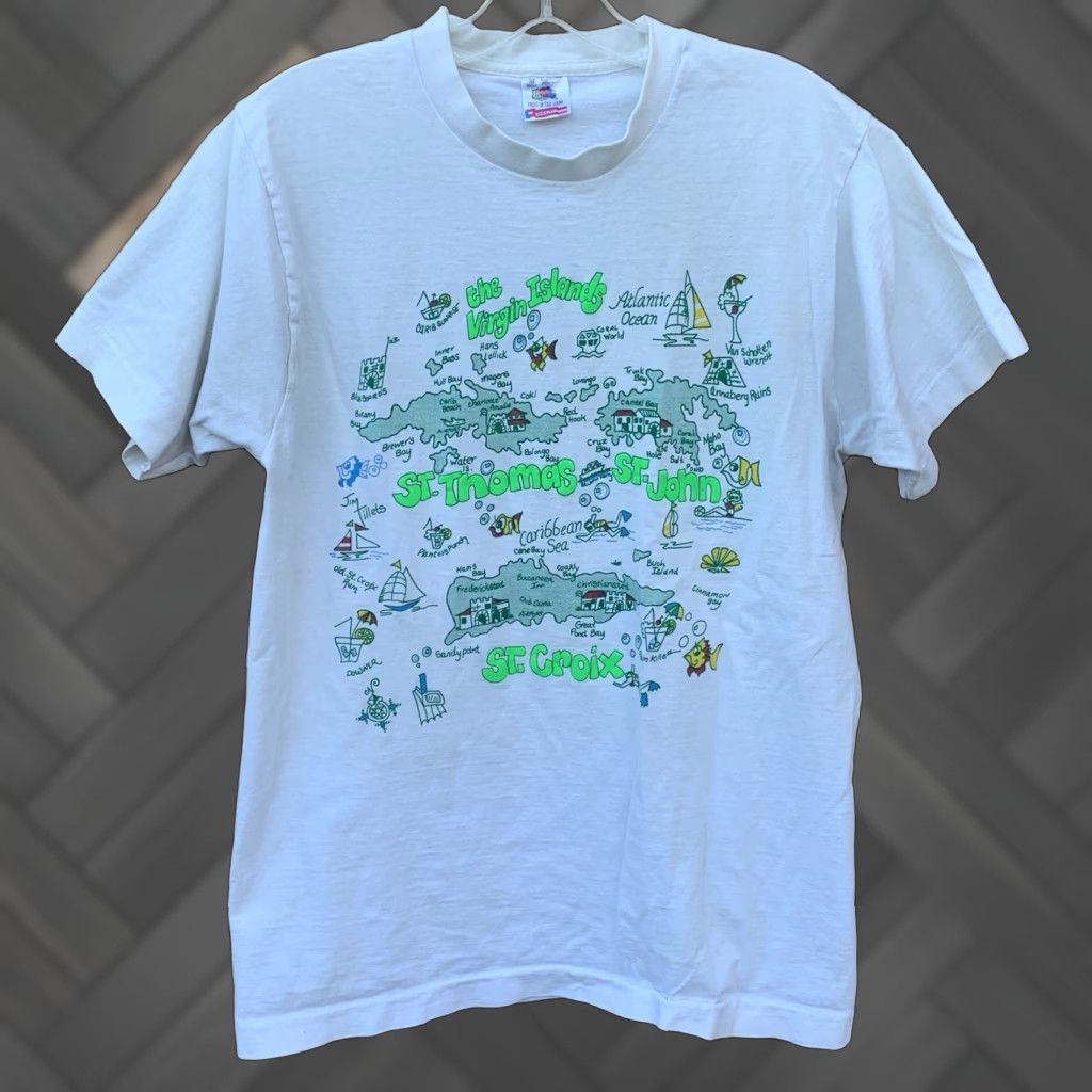 Fruit Of The Loom VINTAGE The Virgin Islands St Thomas St Croix T Shirt Single Stitch Size Medium Size US M / EU 48-50 / 2 - 1 Thumbnail
