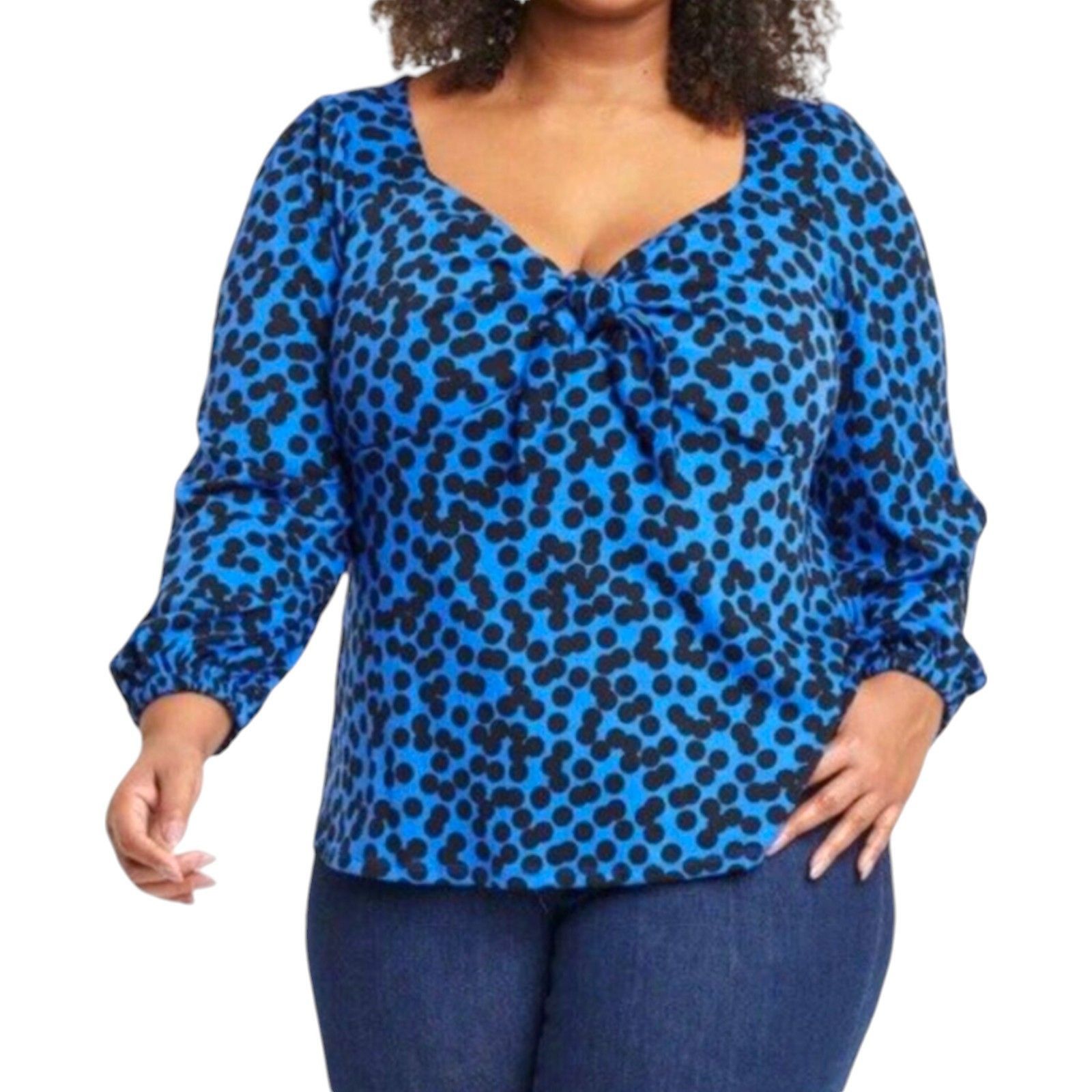 Other Ava & Viv - Women's Polka Dot Long Sleeve Blouse - Blue/Blac Size XXL / US 16-18 / IT 52-54 - 1 Thumbnail