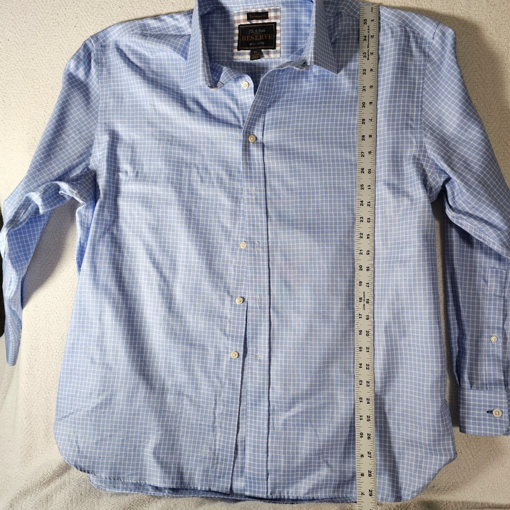Jos. A. Bank Jos A. Bank Dress Shirt Men XL Blue Check Cotton Classic Fit Button Up Size US XL / EU 56 / 4 - 4 Thumbnail