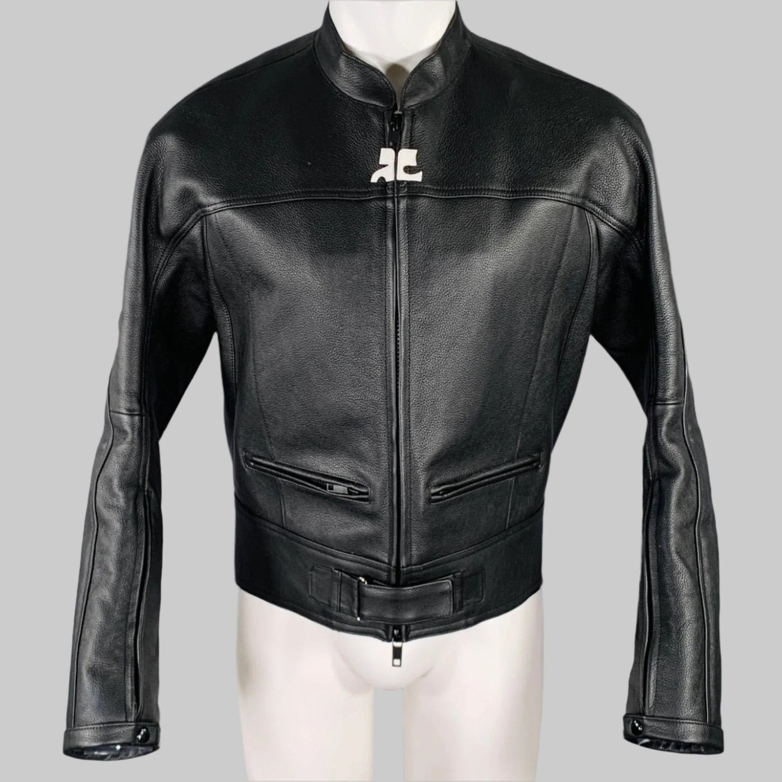 Courreges COURREGES Size S Black White Leather Bomber Jacket Size US S / EU 44-46 / 1 - 1 Thumbnail