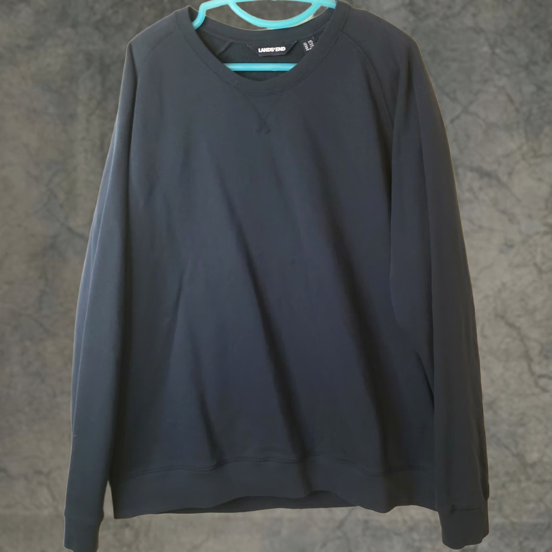 Lands' End Lands' End Mens XXL Black Long Sleeve Crew Neck Sweatshirt Pullover - Big & Tall Size US XXL / EU 58 / 5 - 1 Thumbnail