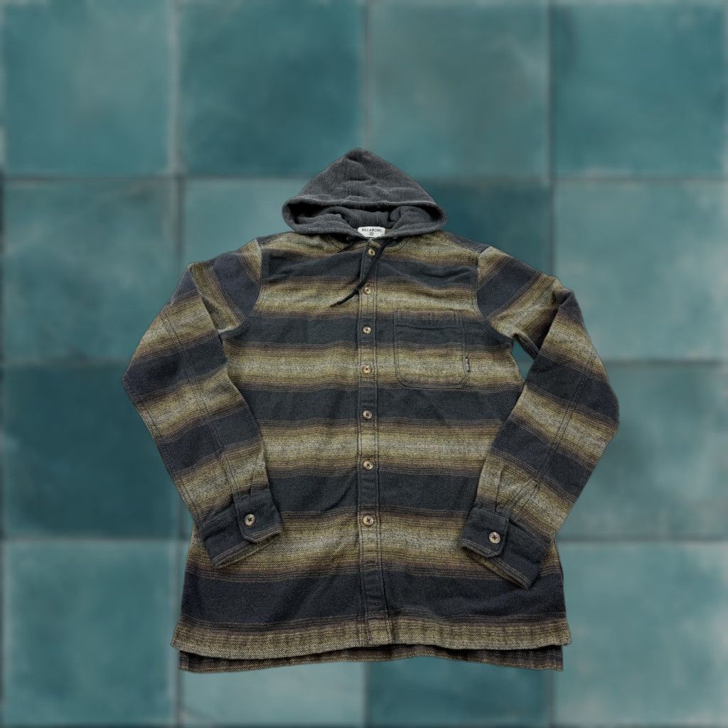 Billabong Billabong Shirt Mens Medium Multicolor Stripe Baja Flannel Hooded Button Front Size US M / EU 48-50 / 2 - 1 Thumbnail