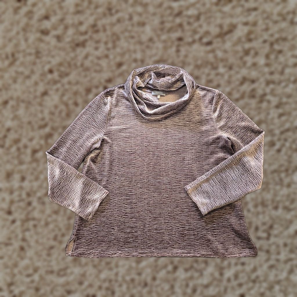 Habitat Habitat Top Womens Size Small Pink Velour Textured Cowl Neck Long Sleeve Casual Shirt Size S / US 4 / IT 40 - 1 Thumbnail